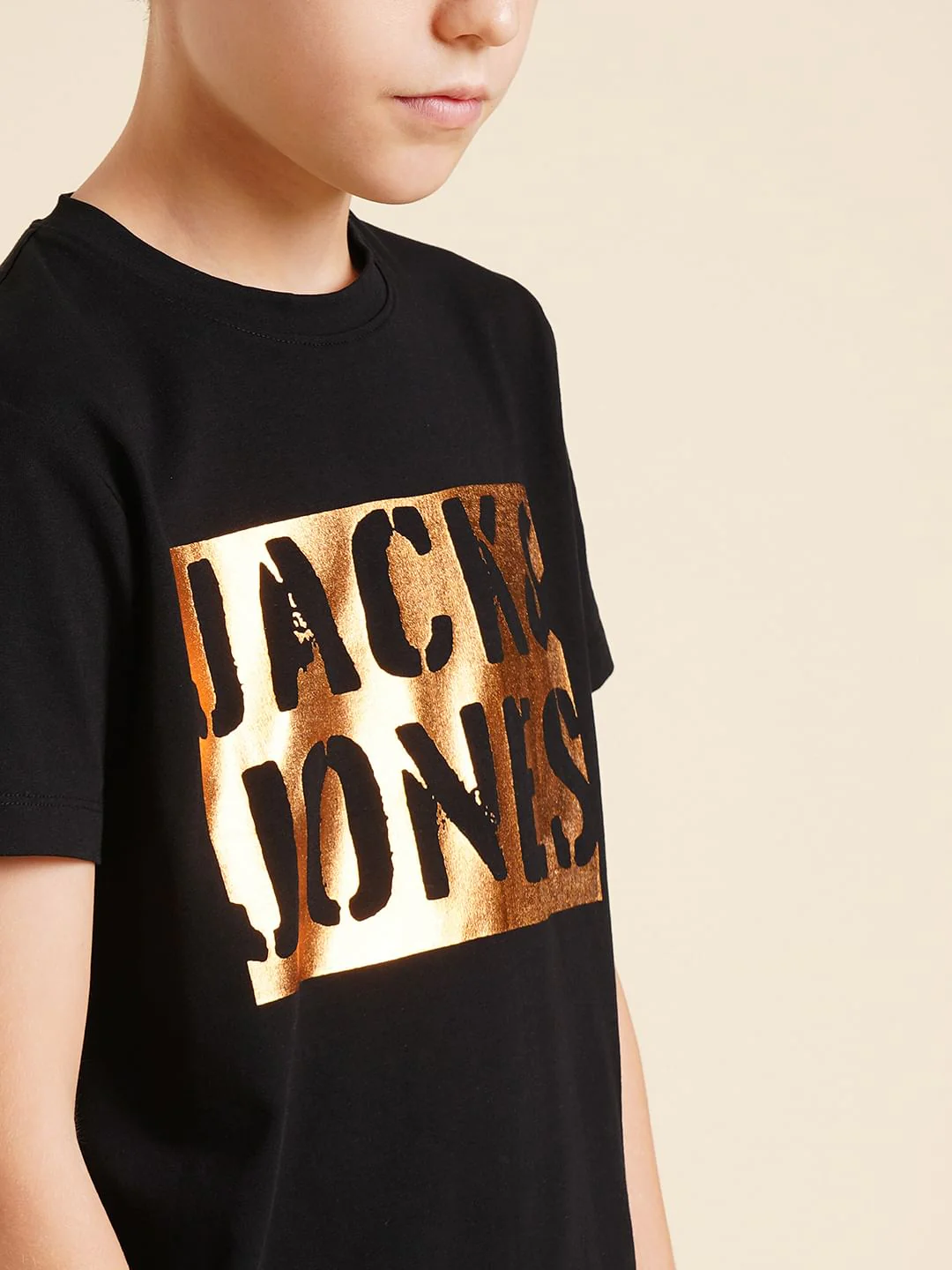 Boys Black Foil Logo Print T-shirt - Image 6