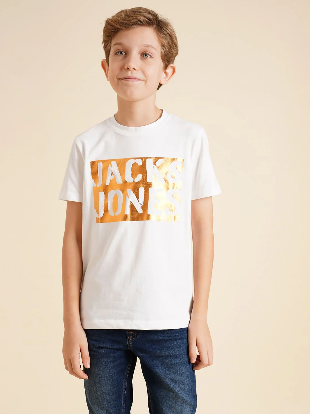 Boys White Foil Logo Print T-shirt - Image 2