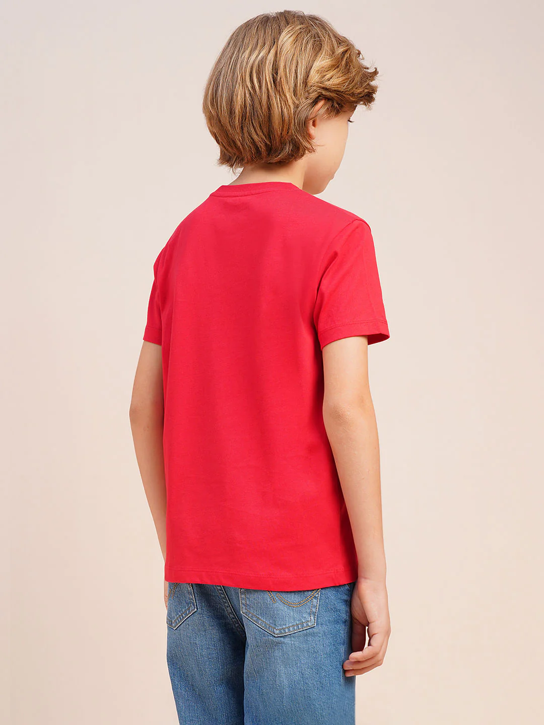 Boys Red Graphic Print Cotton T-shirt - Image 4