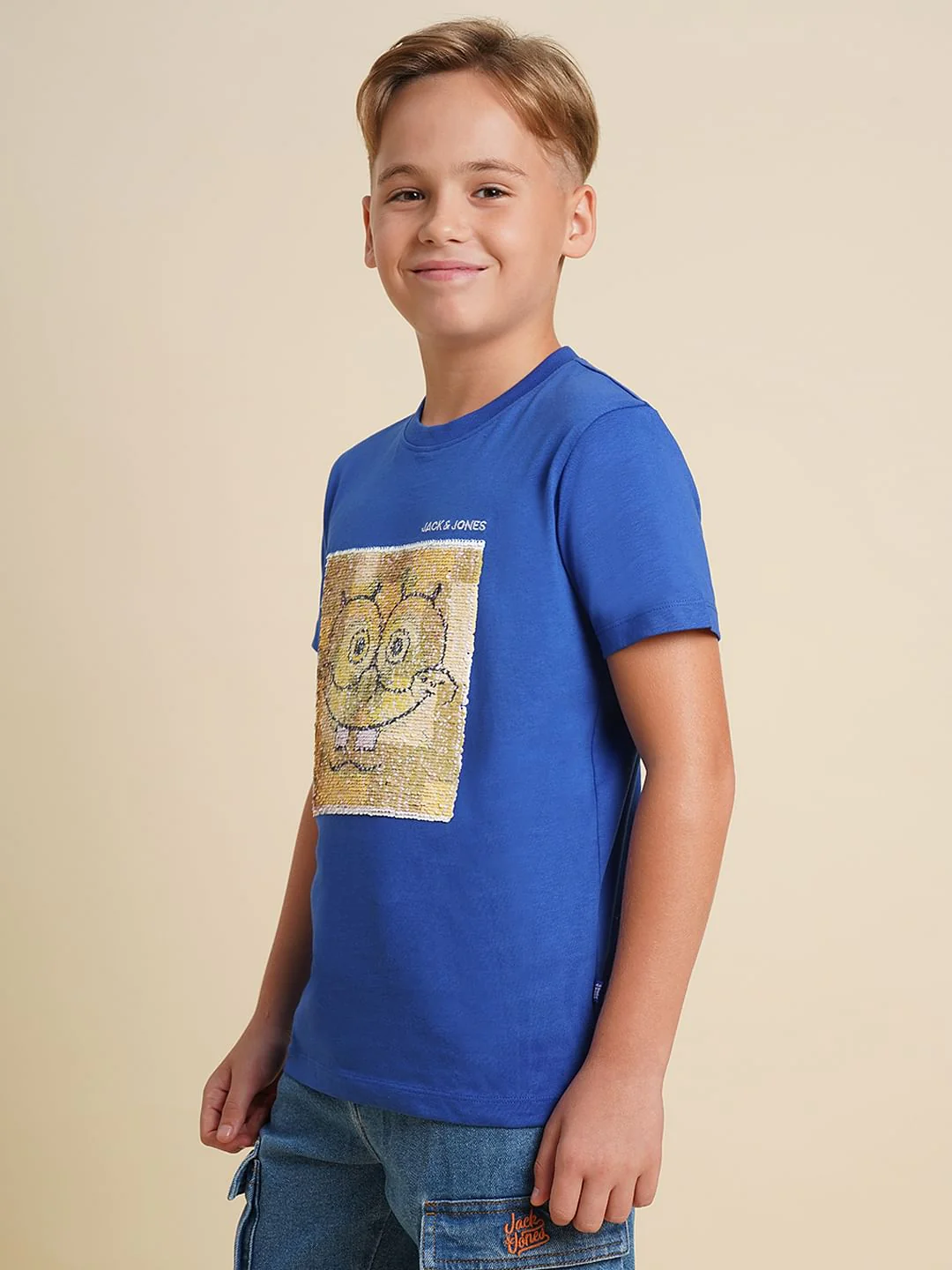 Boys Blue Embellished Print T-shirt - Image 2