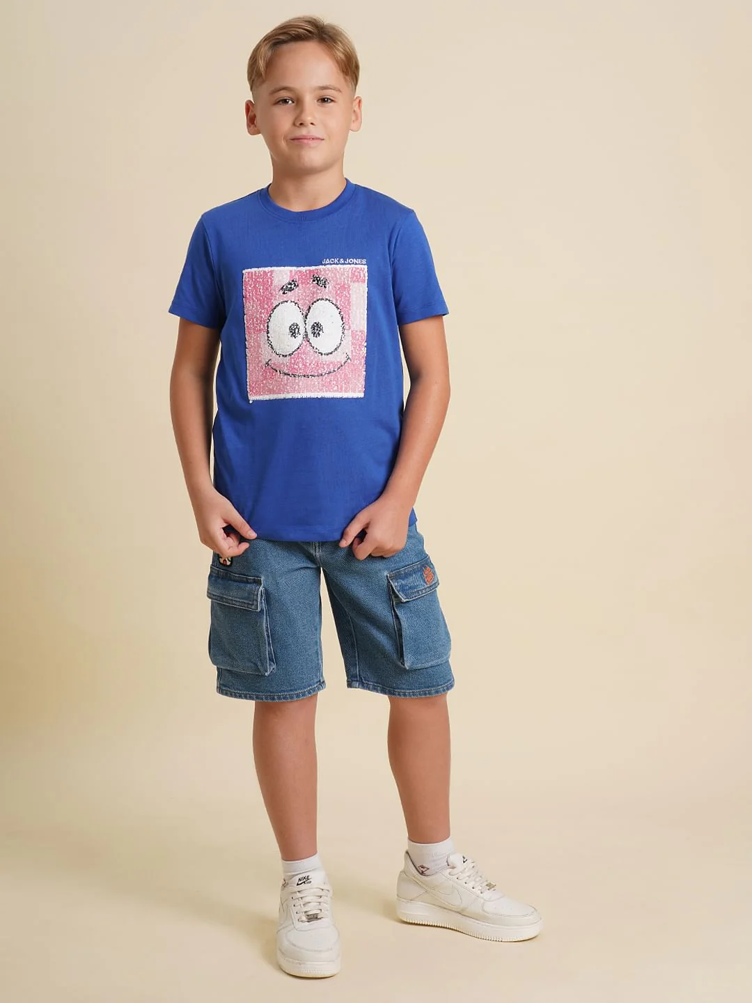 Boys Blue Embellished Print T-shirt - Image 4