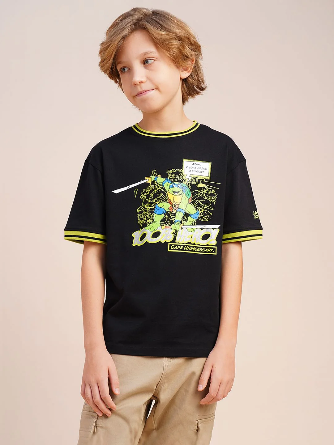 Boys Black Ninja Turtles Print T-shirt - Image 2