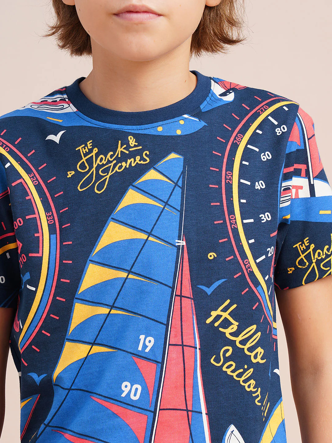 Boys Blue Printed Co-ord Set T-Shirt - Image 6