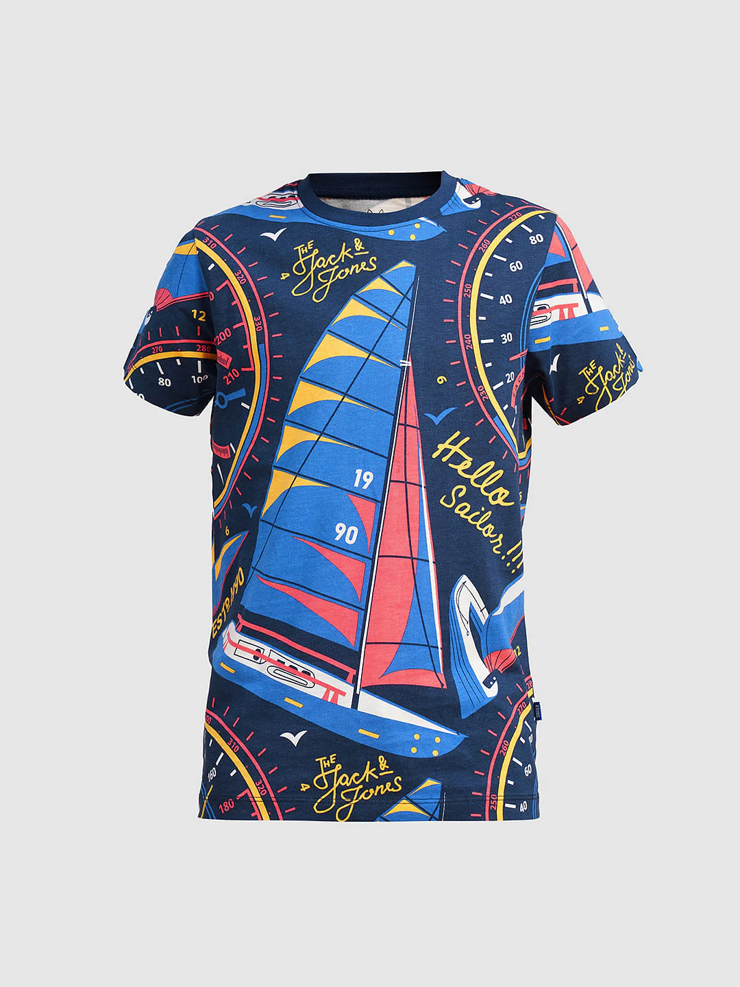 Boys Blue Printed Co-ord Set T-Shirt - Image 7