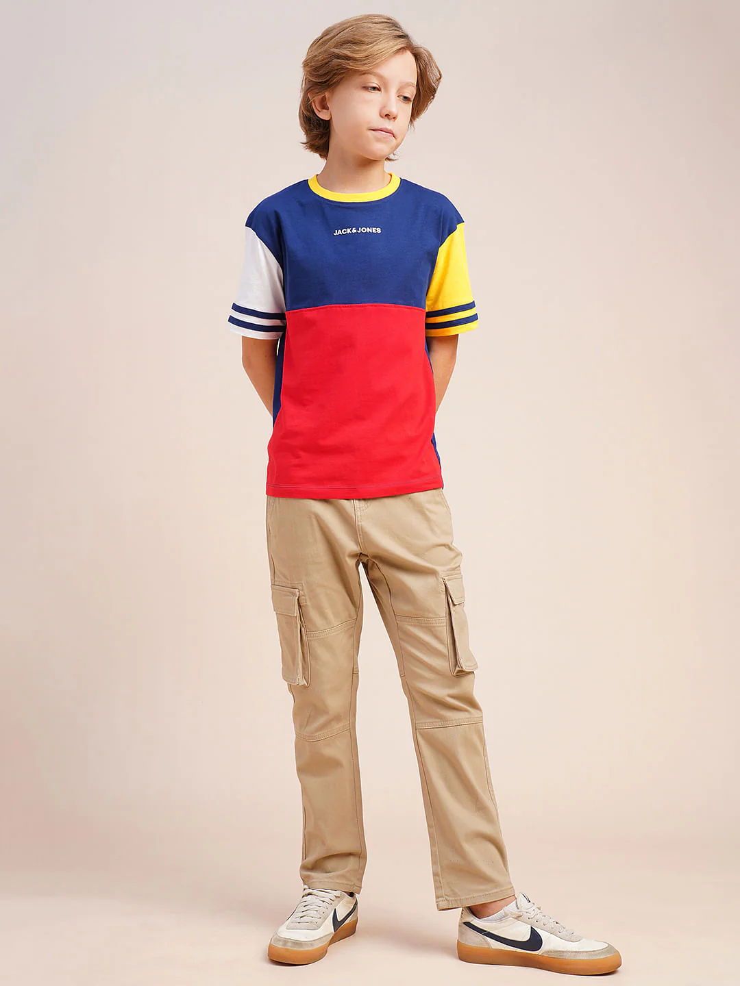 Boys Red Colourblocked Cotton T-shirt - Image 5