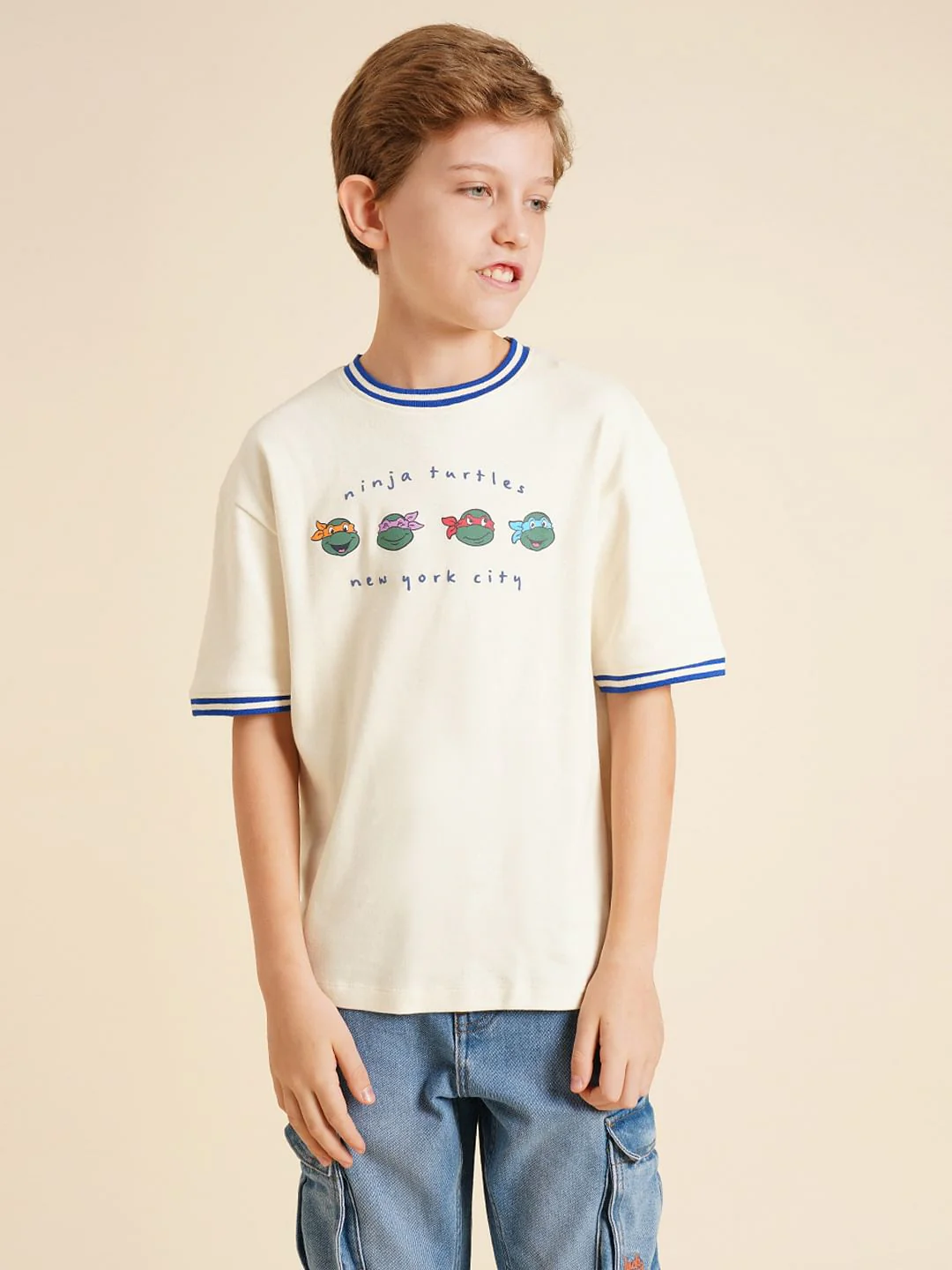 Boys Ninja Turtles White Printed T-Shirt - Image 2