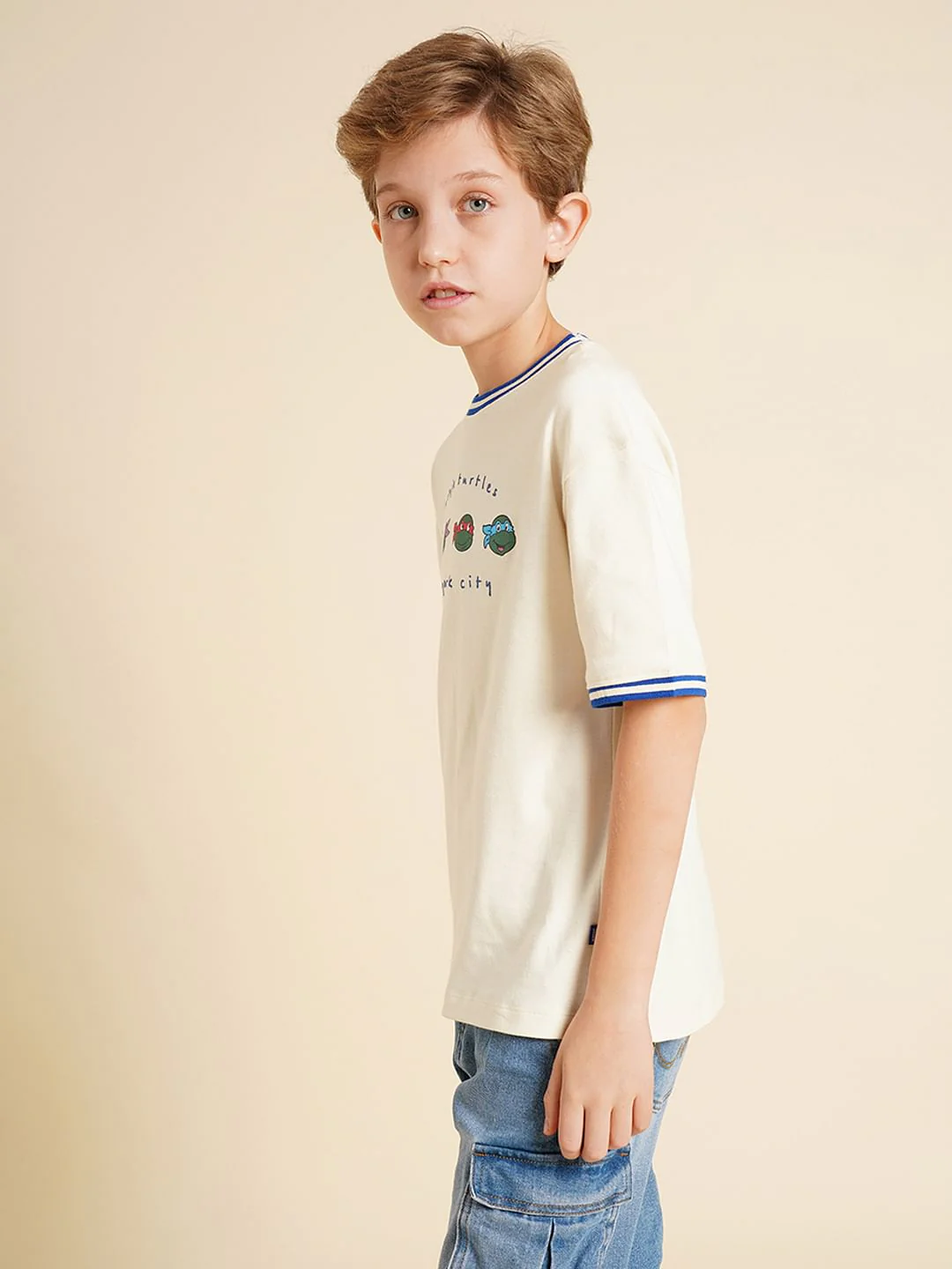 Boys Ninja Turtles White Printed T-Shirt - Image 3