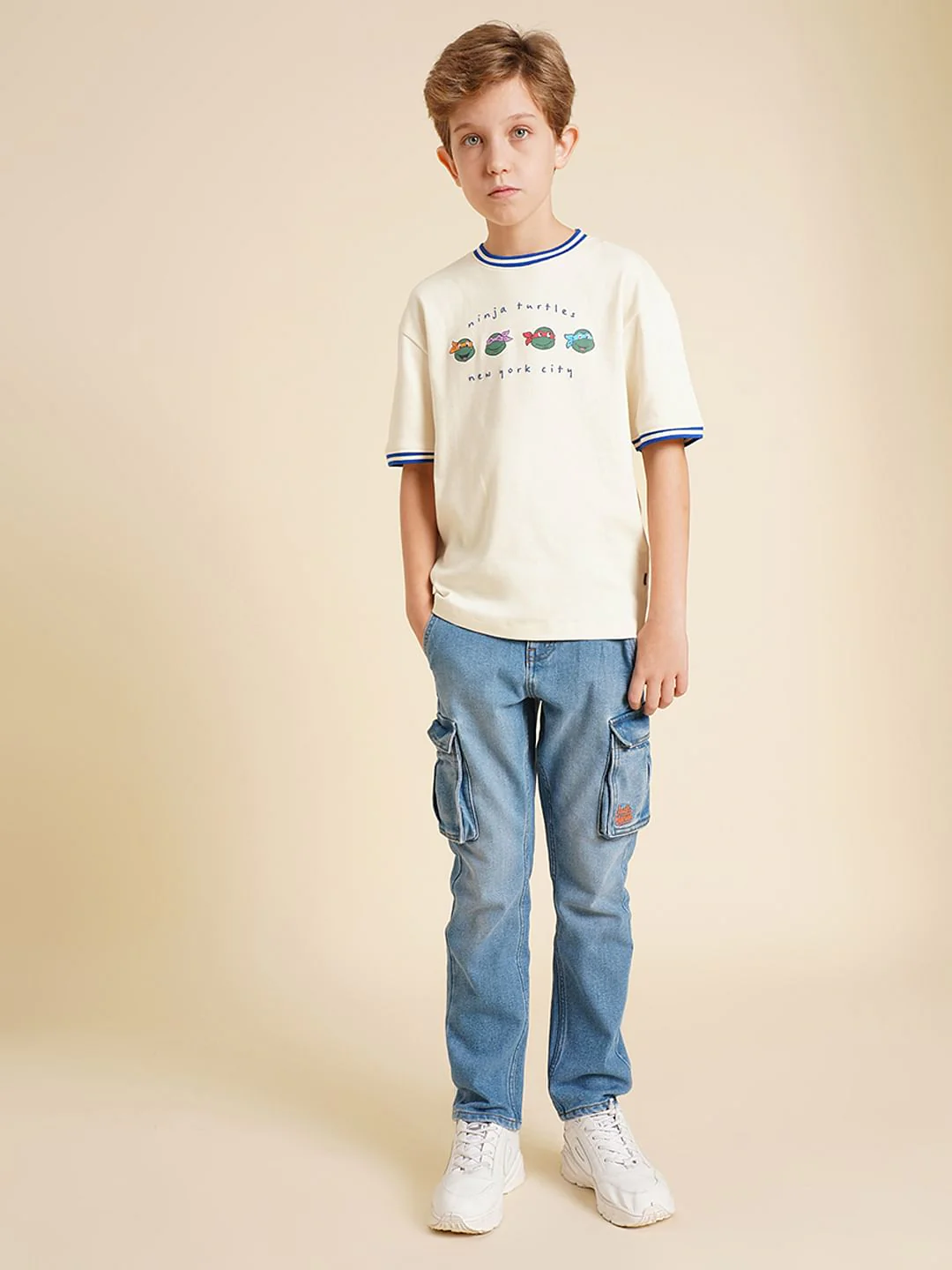 Boys Ninja Turtles White Printed T-Shirt - Image 5