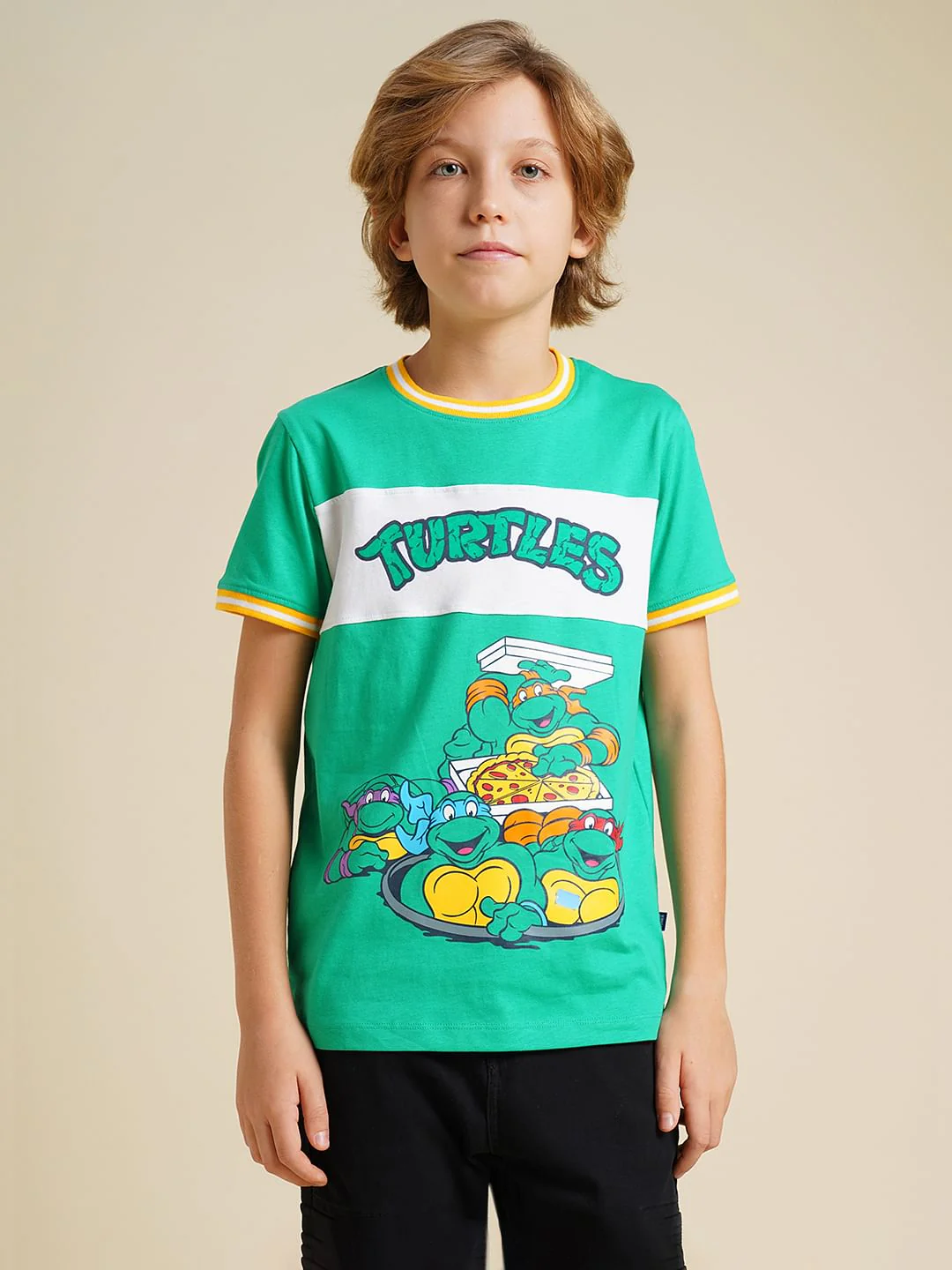 Boys Green Ninja Turtles Print T-shirt - Image 2