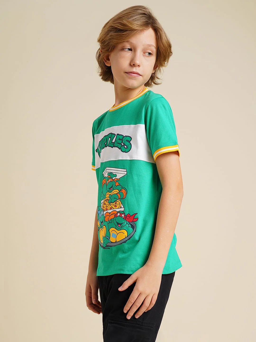 Boys Green Ninja Turtles Print T-shirt - Image 3