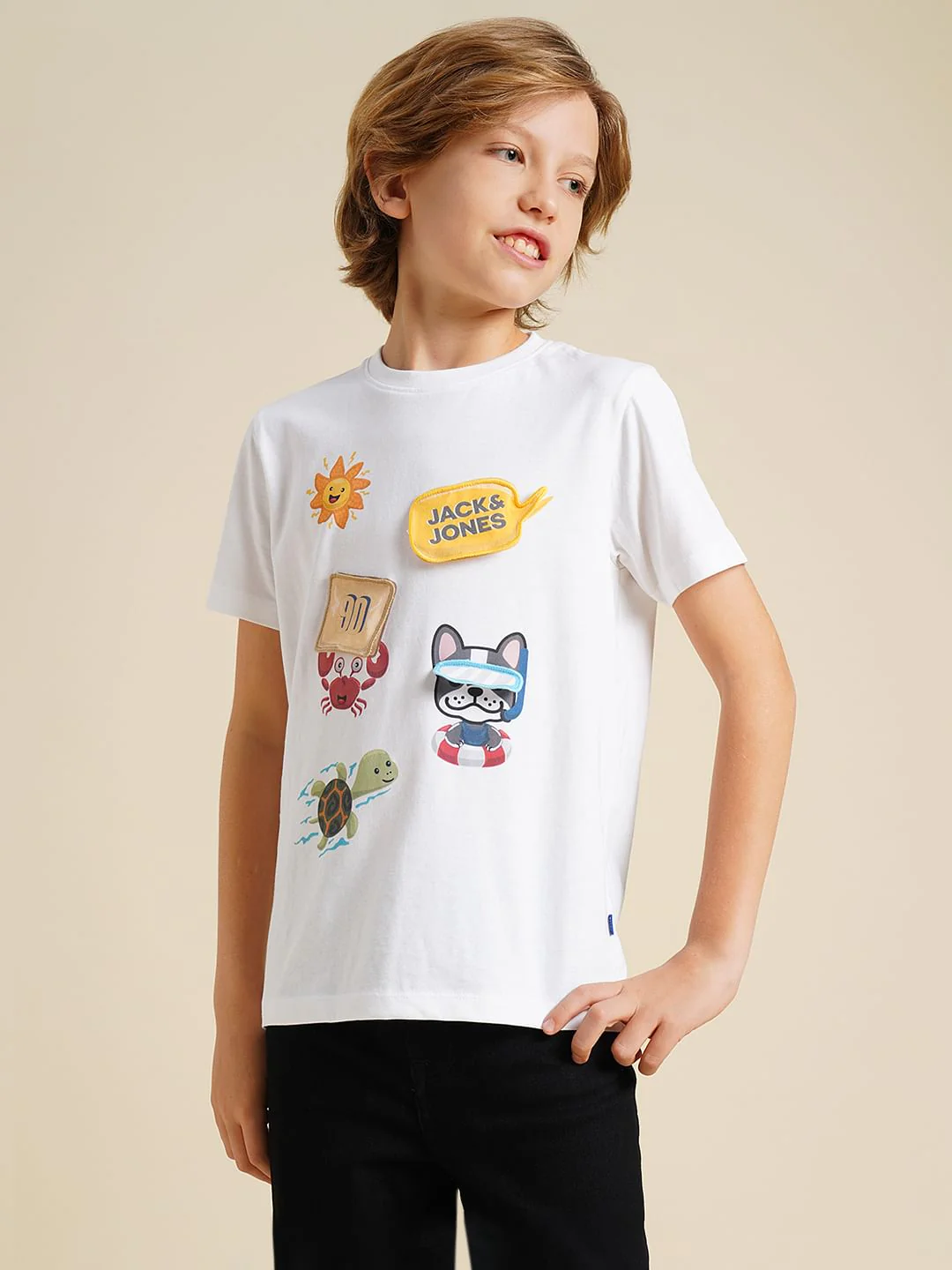Boys White Graphic Print T-Shirt - Image 2