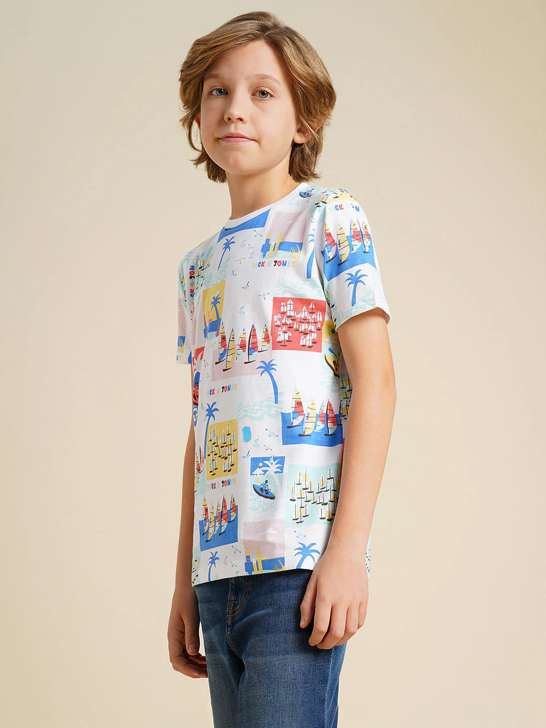 Boys White Sail Fest Print T-shirt - Image 3