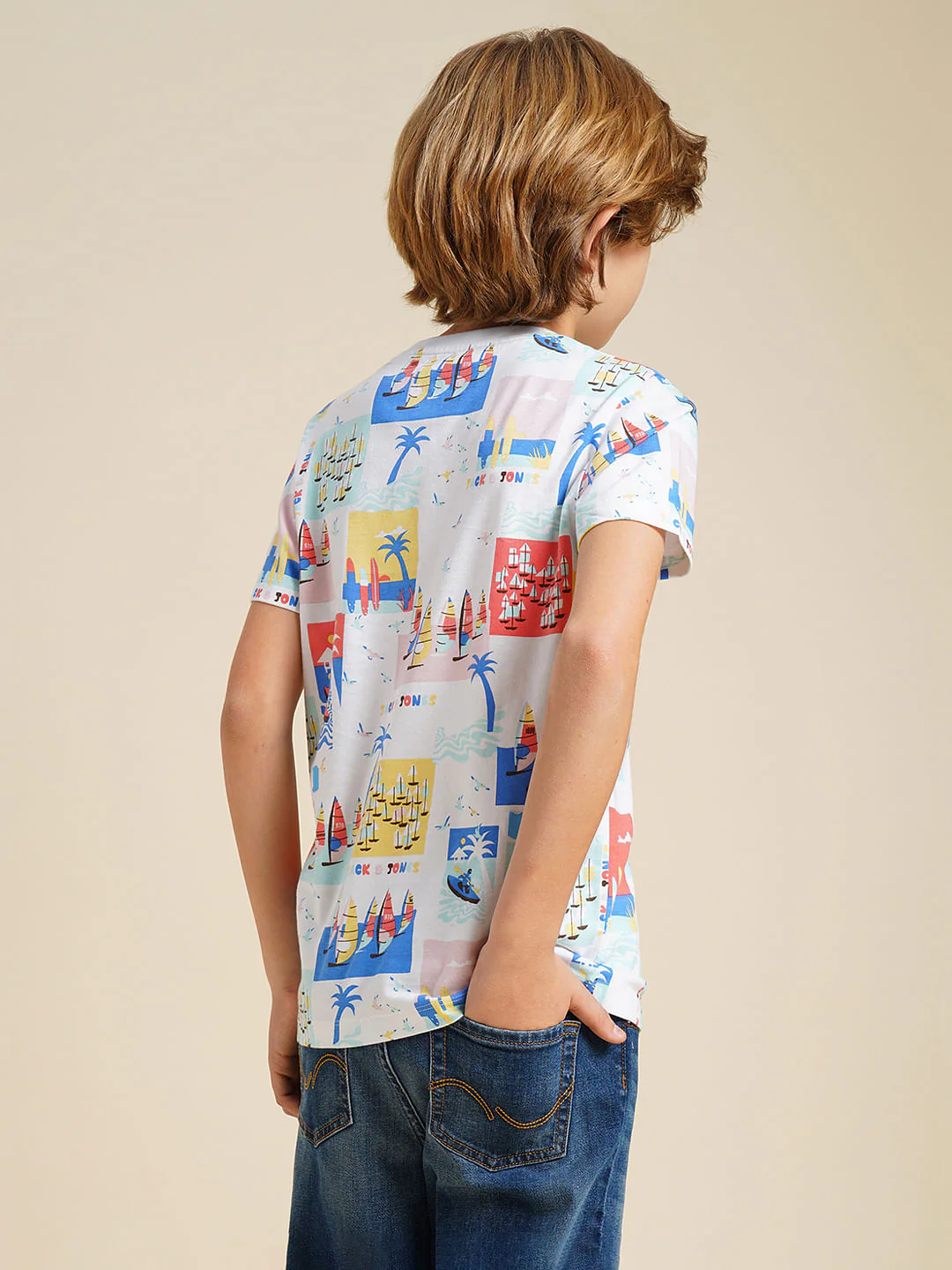 Boys White Sail Fest Print T-shirt - Image 4