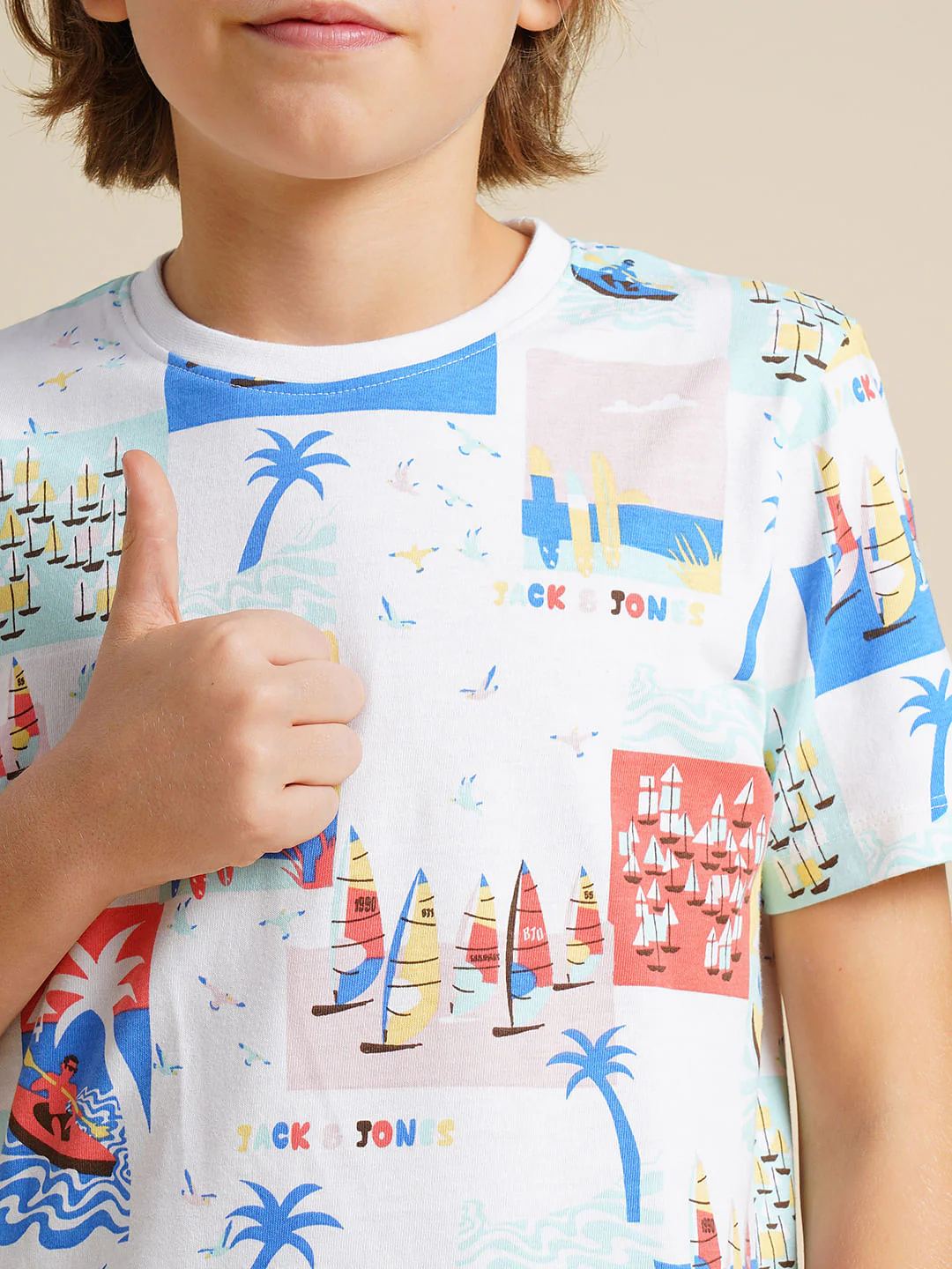 Boys White Sail Fest Print T-shirt - Image 6