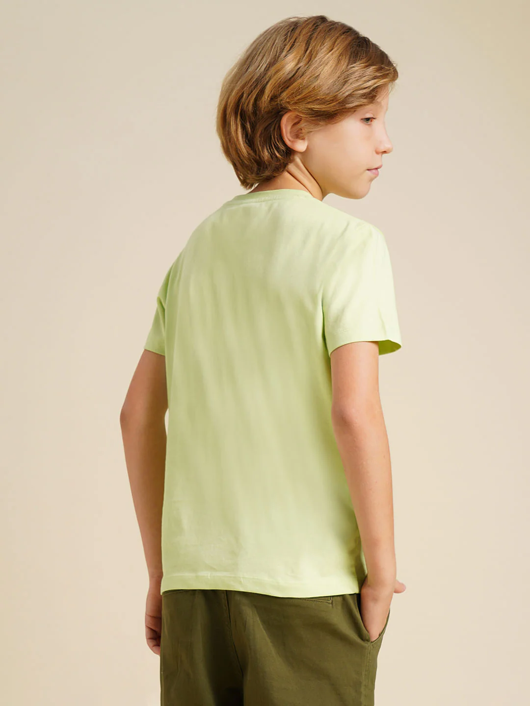 Boys Green Printed Cotton T-shirt - Image 4