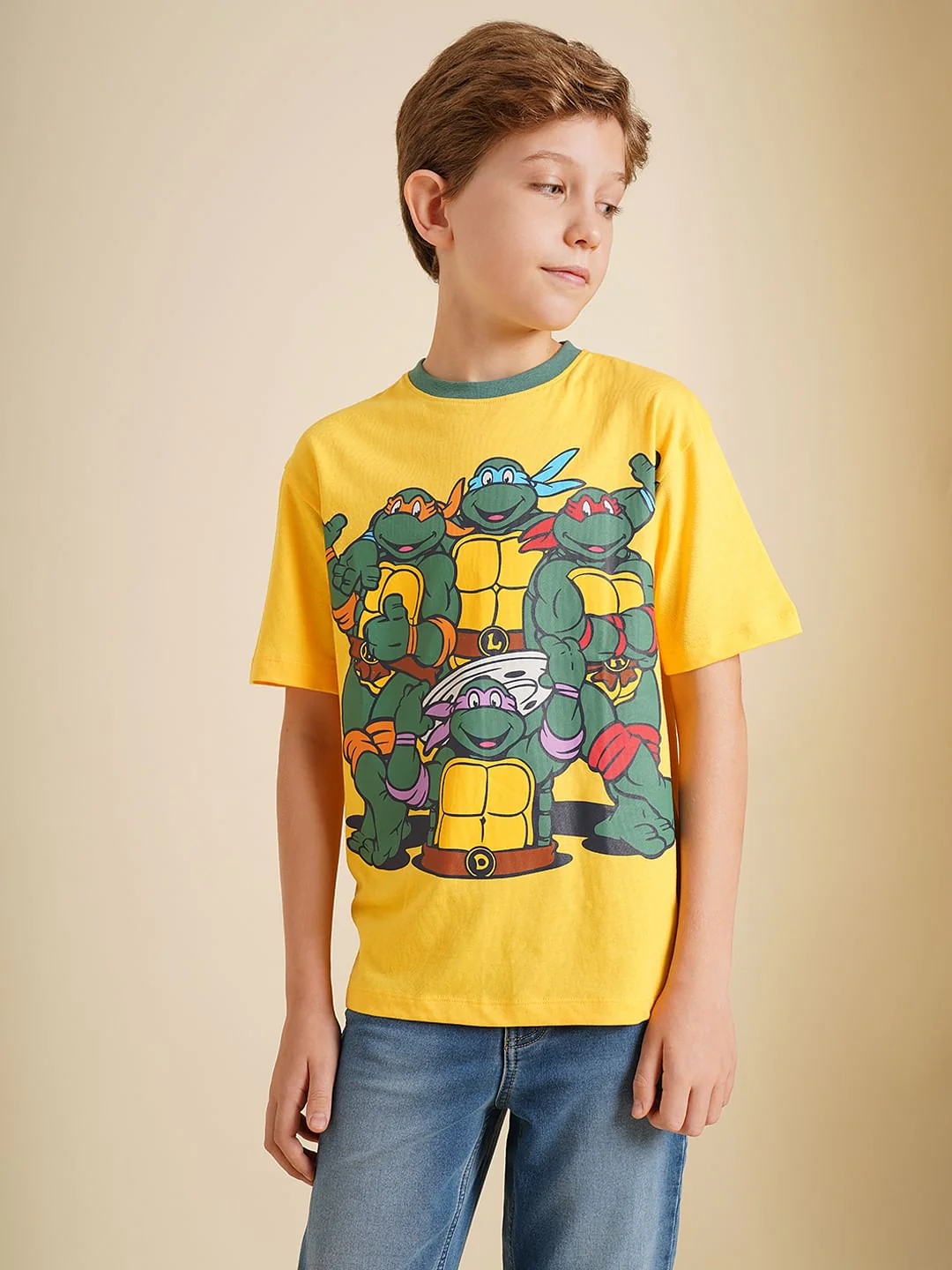 Boys Ninja Turtles Yellow Printed T-Shirt - Image 2