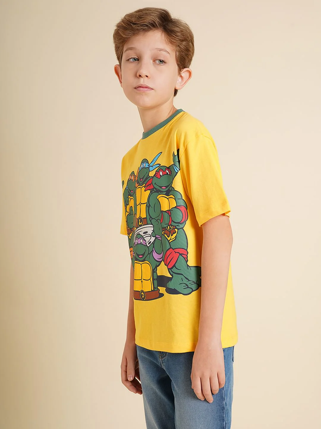 Boys Ninja Turtles Yellow Printed T-Shirt - Image 3