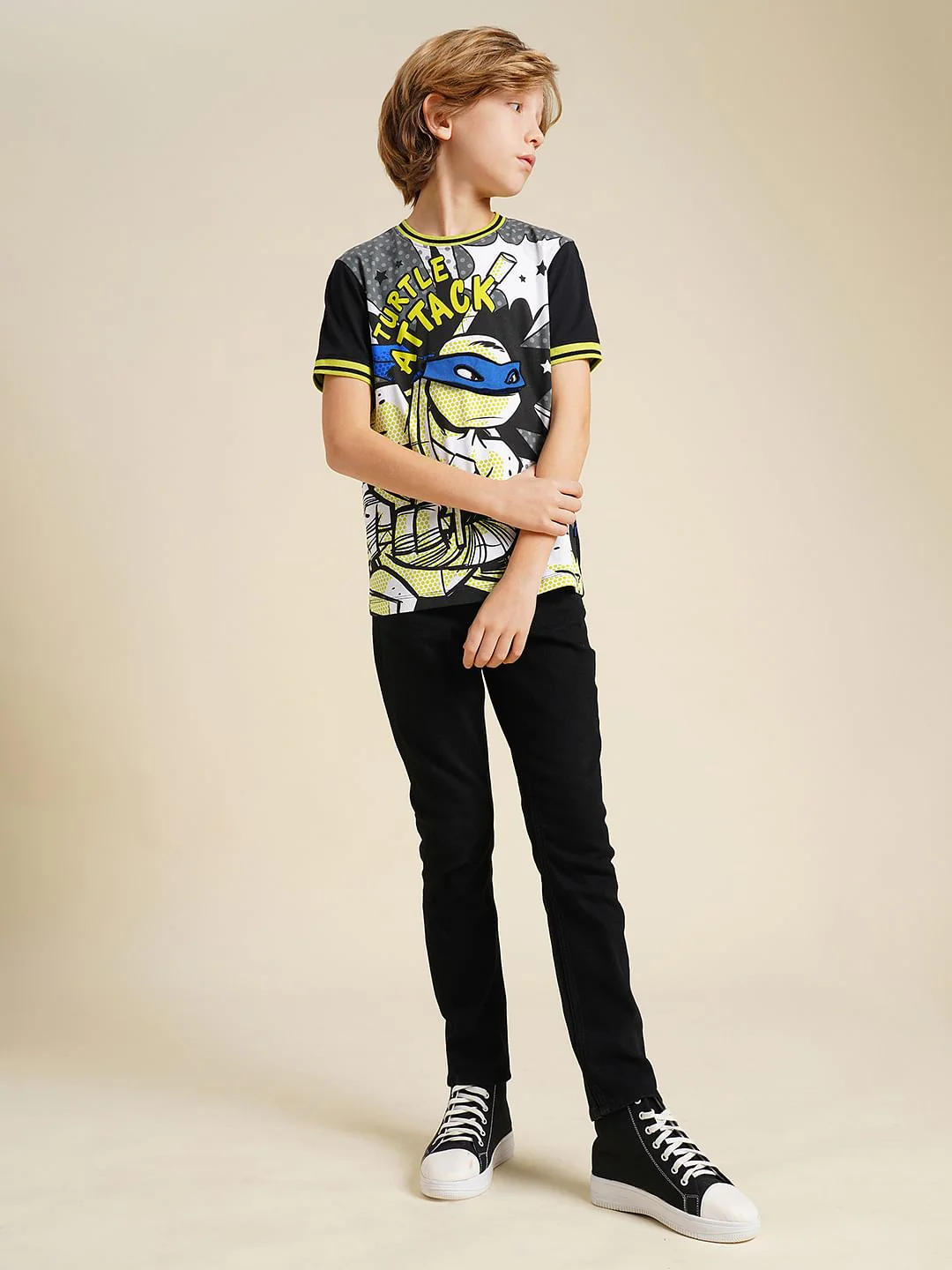 Boys Black Ninja Turtles Print T-shirt - Image 5