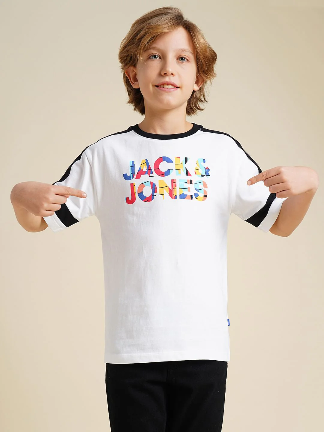 Boys White Logo Print Oversized T-shirt - Image 2