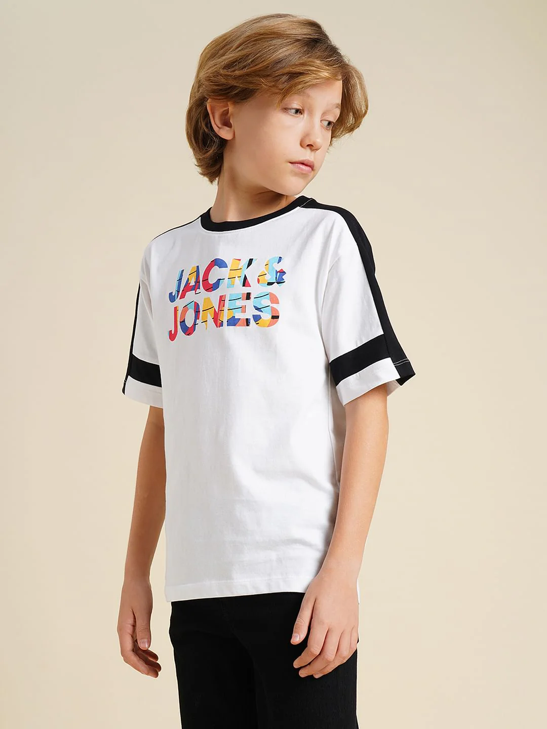 Boys White Logo Print Oversized T-shirt - Image 3