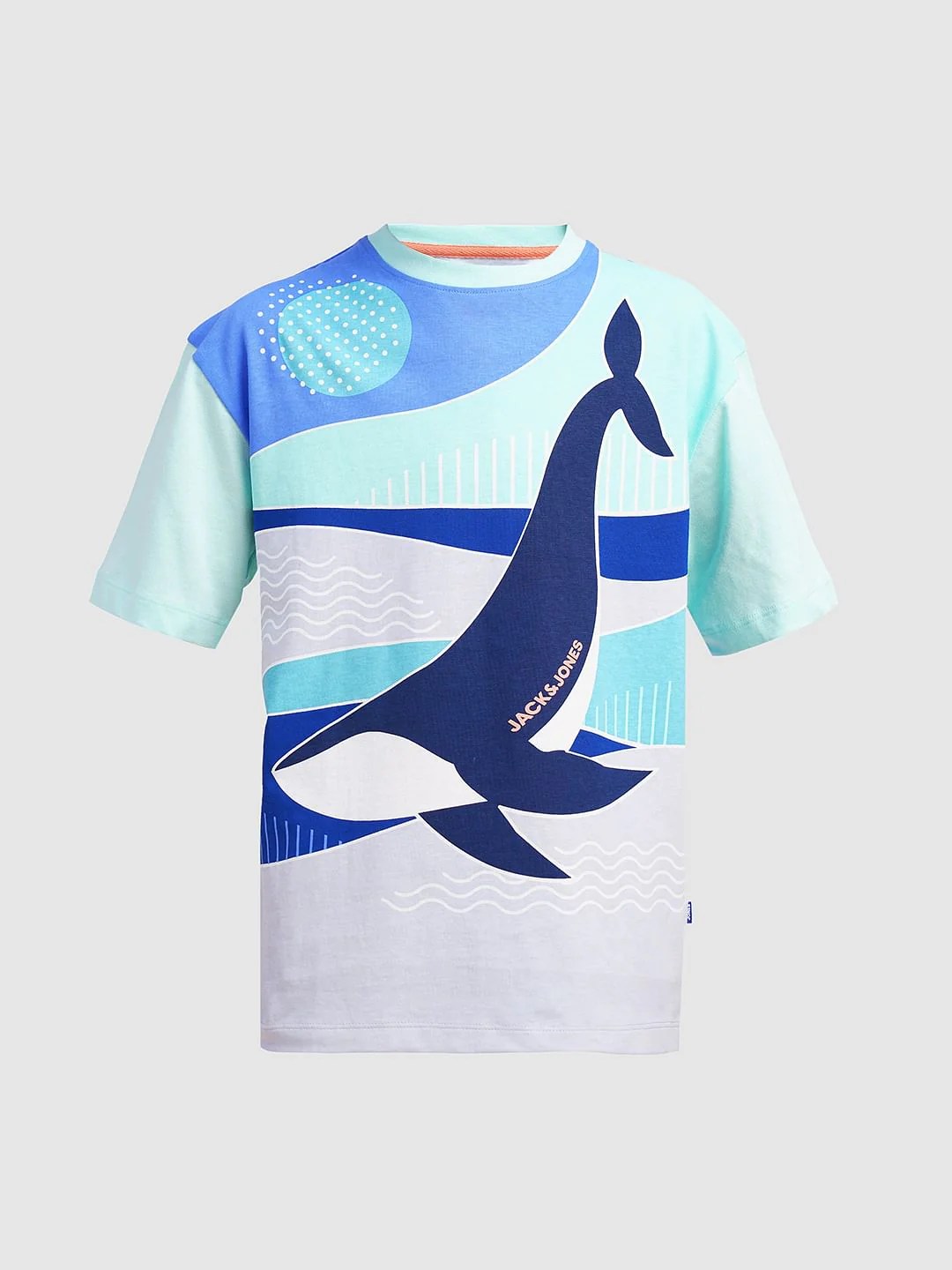 Boys Blue Whale Printed Cotton T-shirt - Image 7