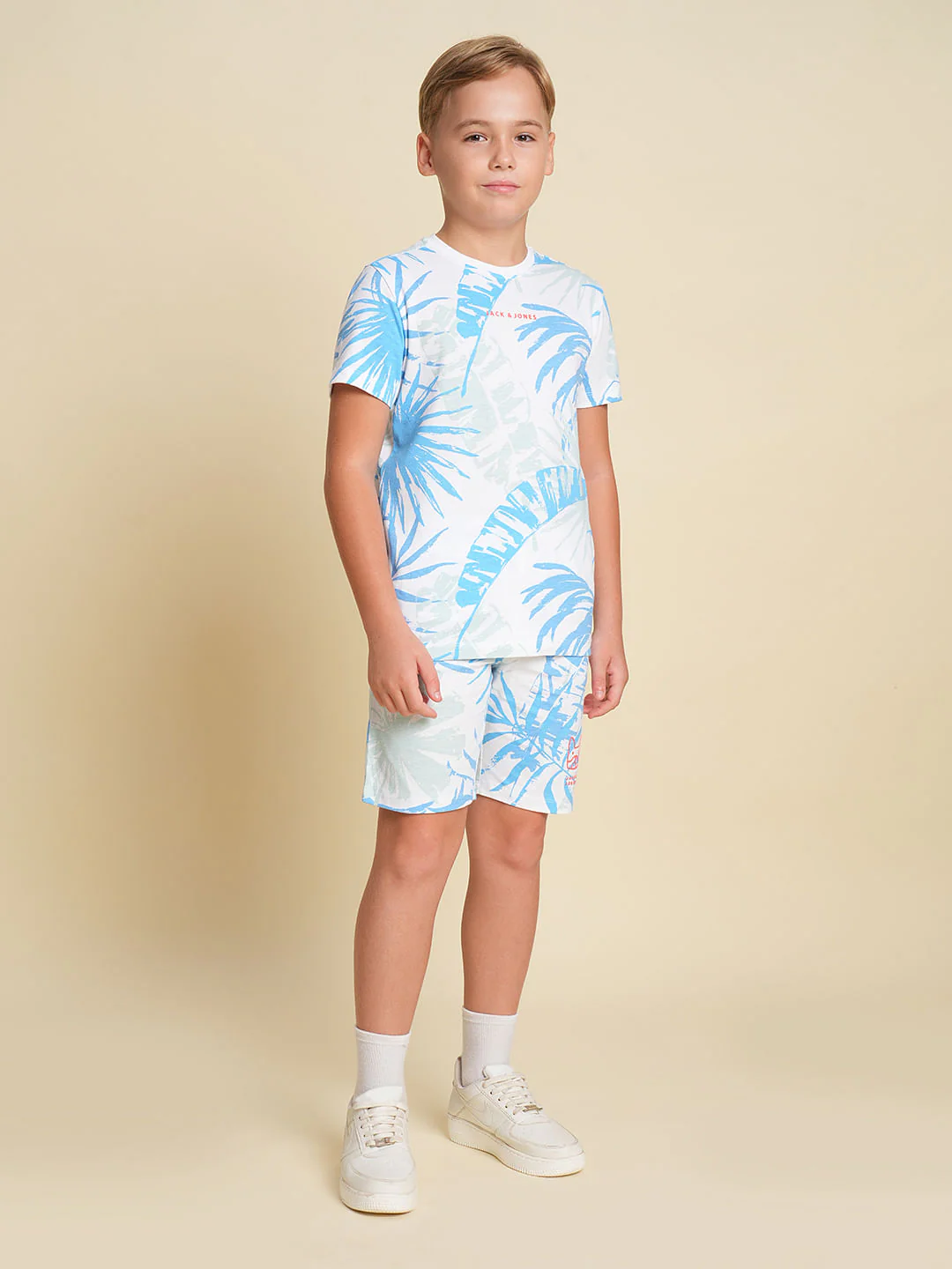Boys Blue Tropical Print Co-ord Set Shorts - Image 5