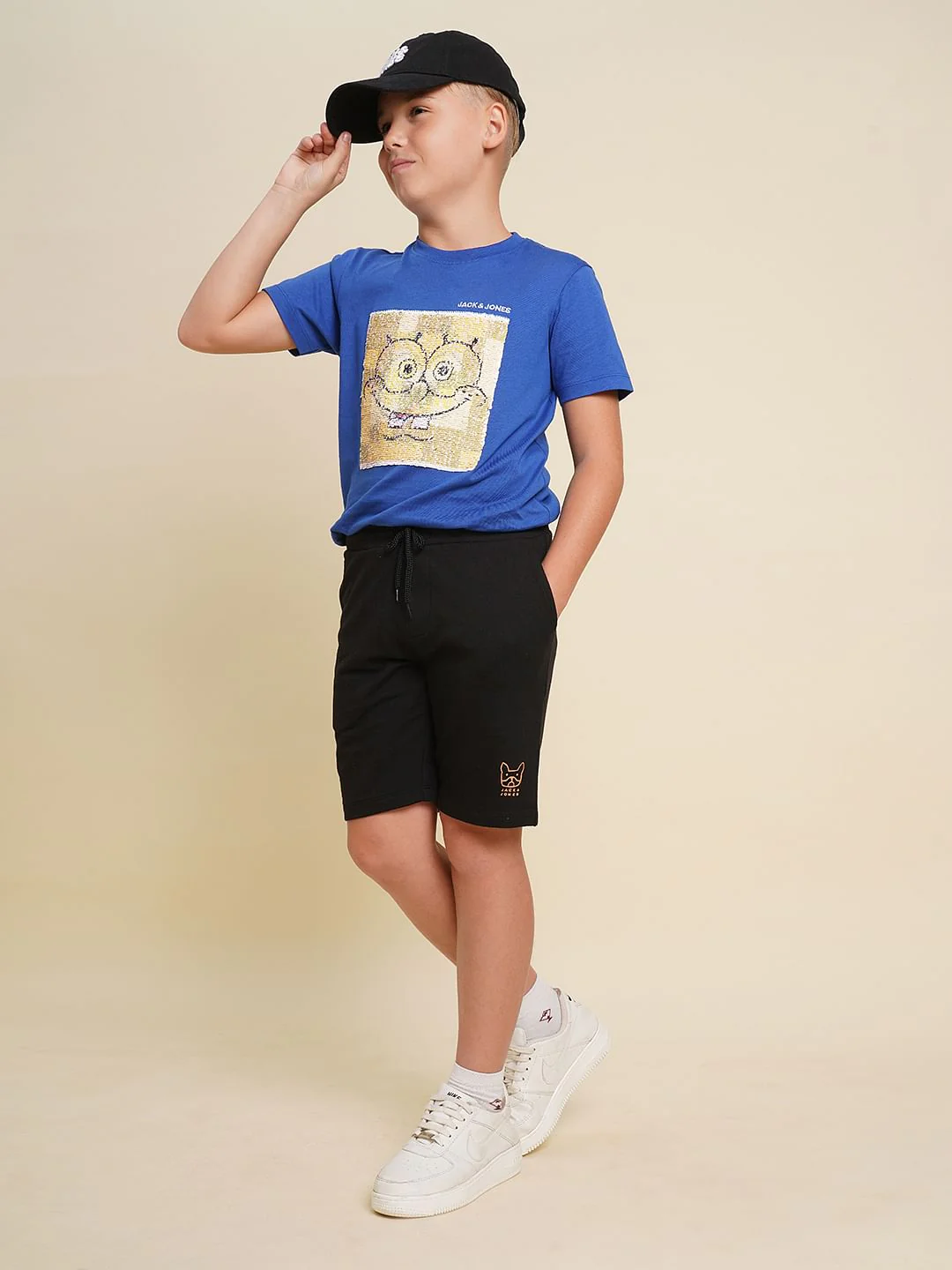 Boys Black Cotton Shorts