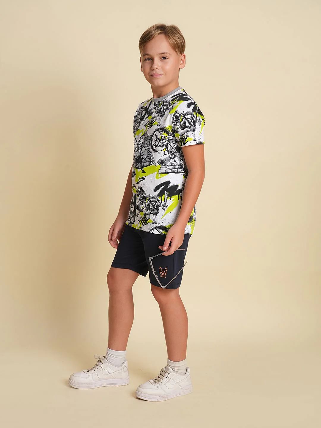 Boys Navy Blue Cotton Shorts
