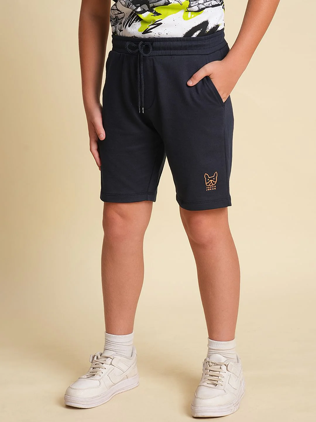 Boys Navy Blue Cotton Shorts - Image 3