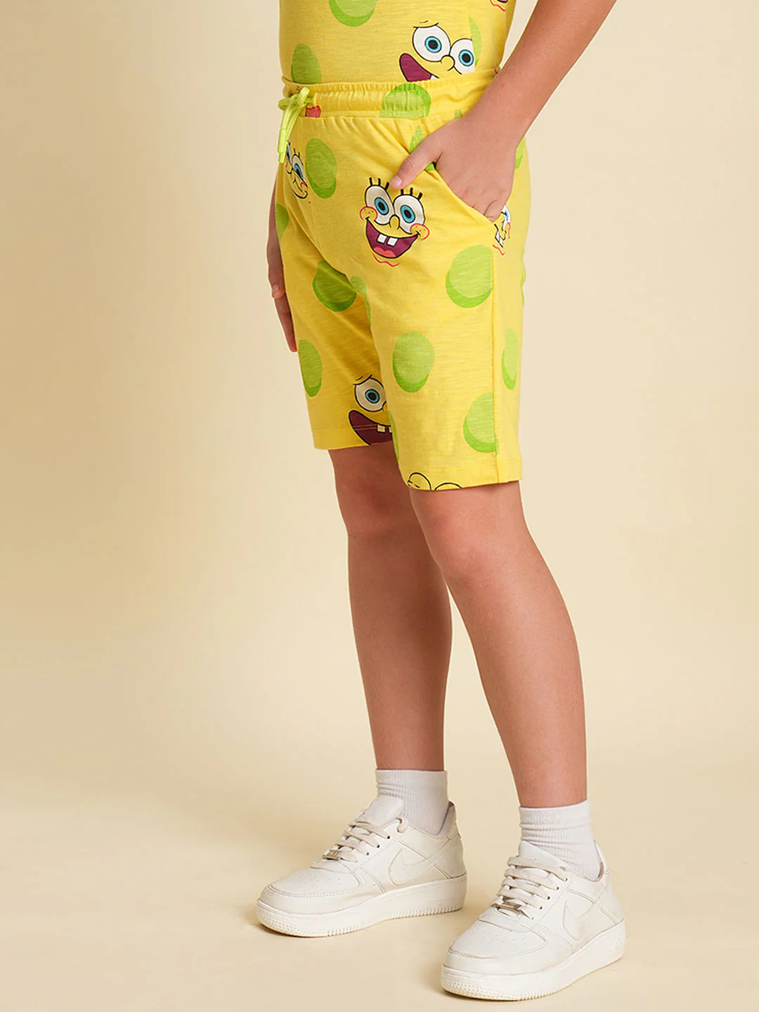 Boys Yellow SpongeBob Print Co-ord Set Shorts - Image 3