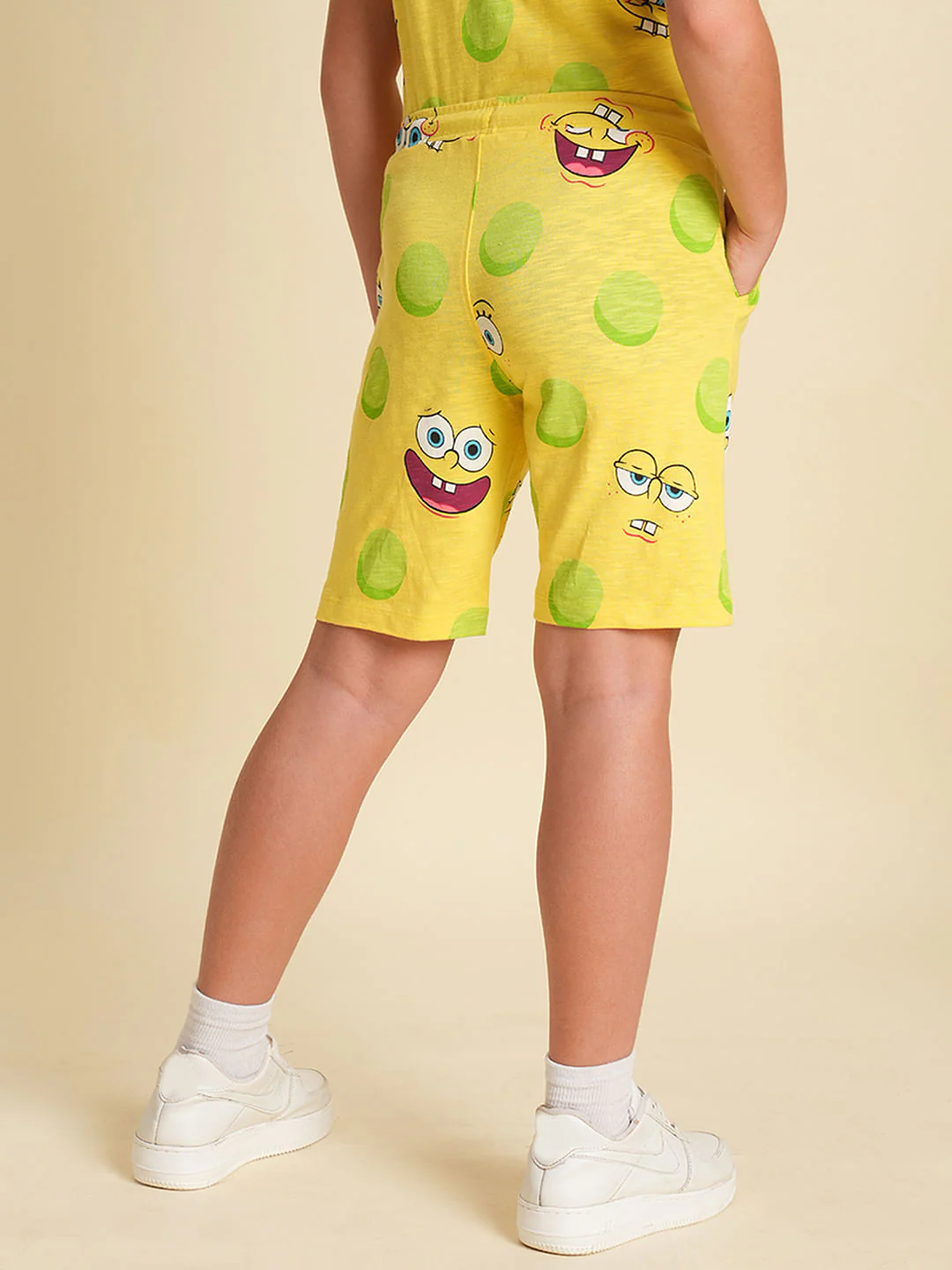 Boys Yellow SpongeBob Print Co-ord Set Shorts - Image 4