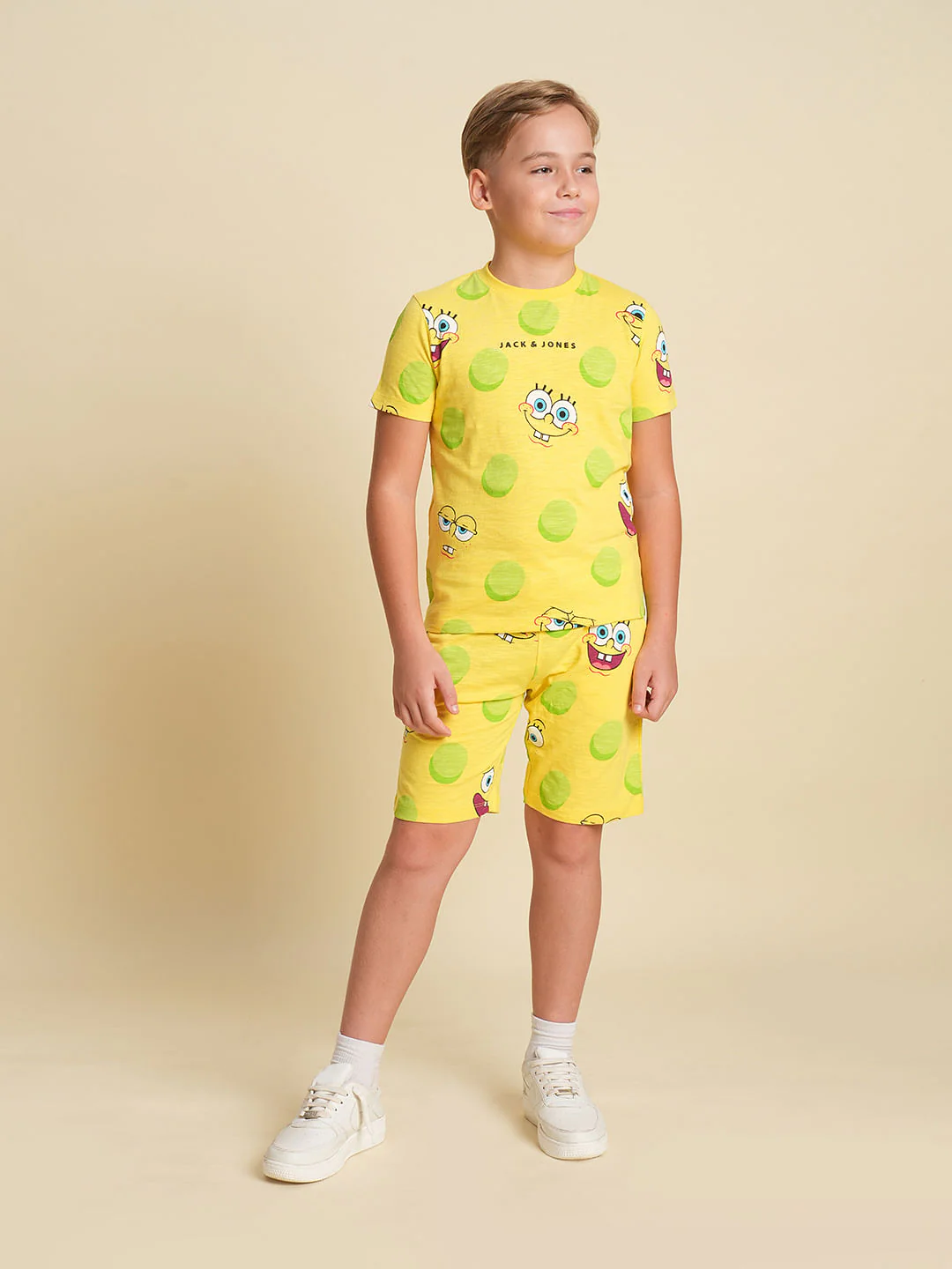 Boys Yellow SpongeBob Print Co-ord Set Shorts - Image 5
