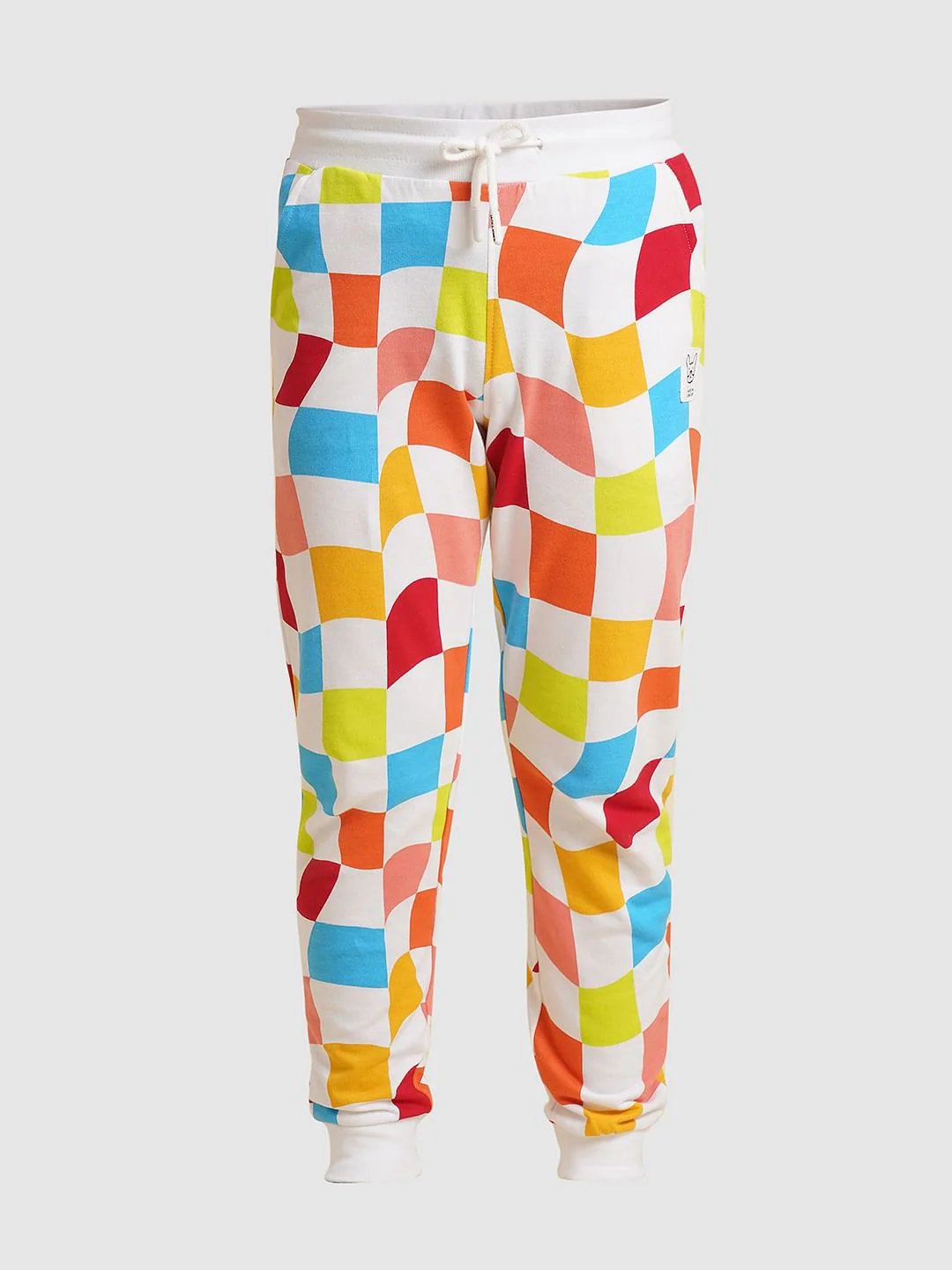 Boys White Check Sweatpants - Image 7