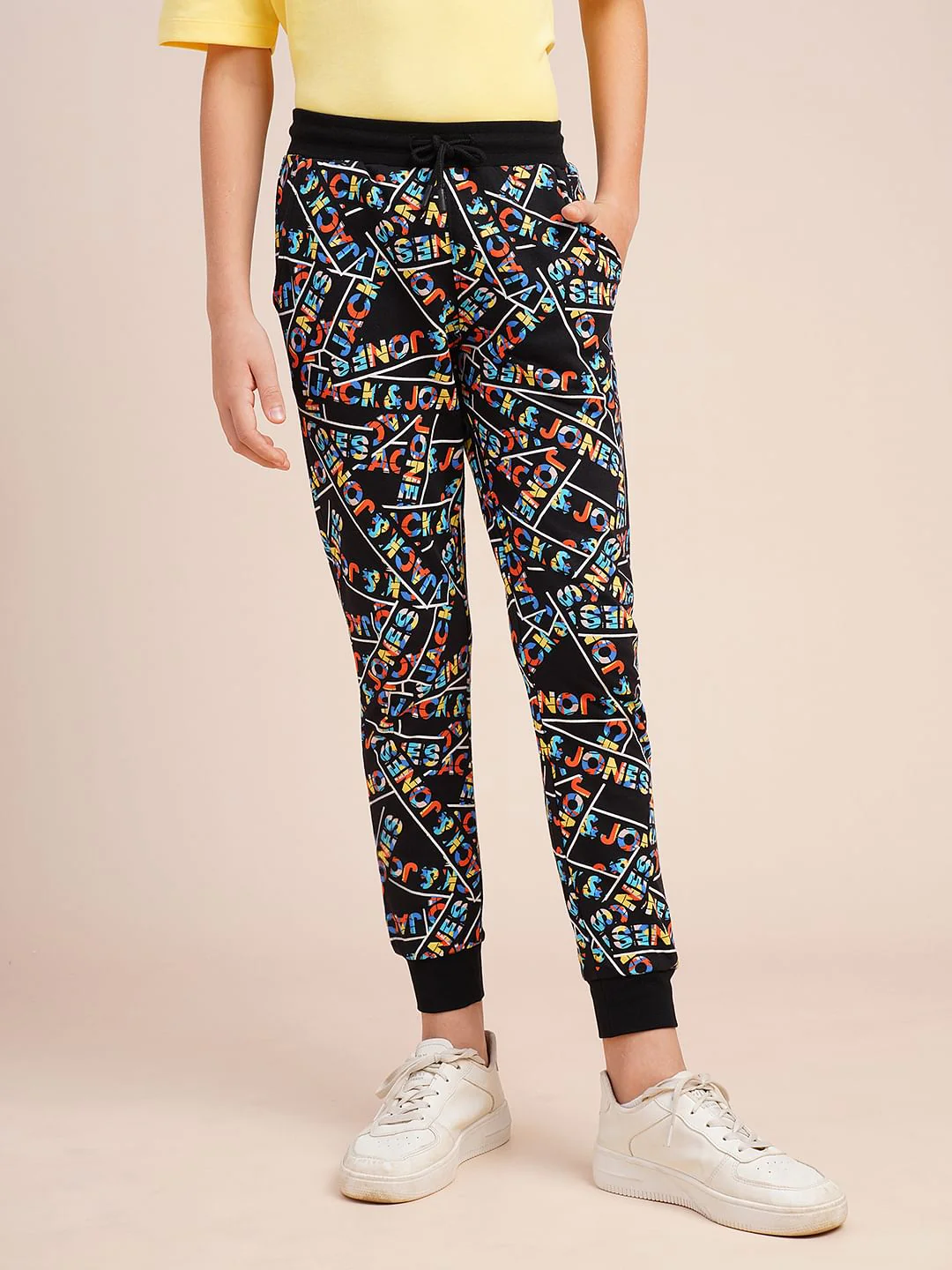 Boys Black Typographic Print Sweatpants - Image 2