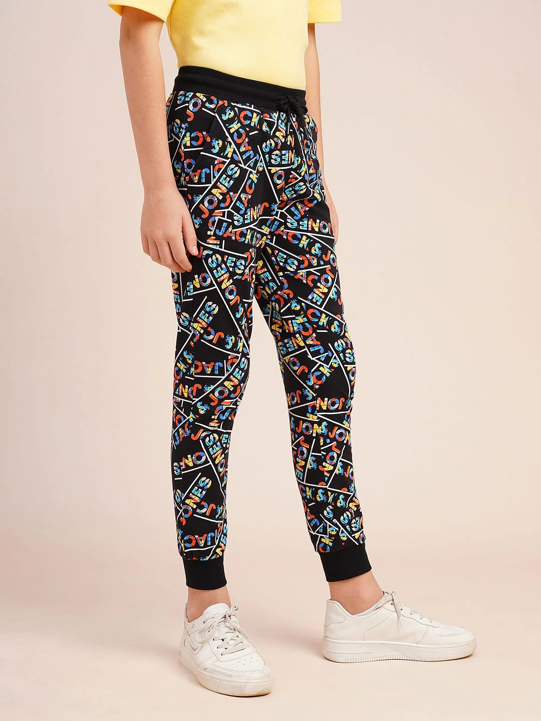 Boys Black Typographic Print Sweatpants - Image 3