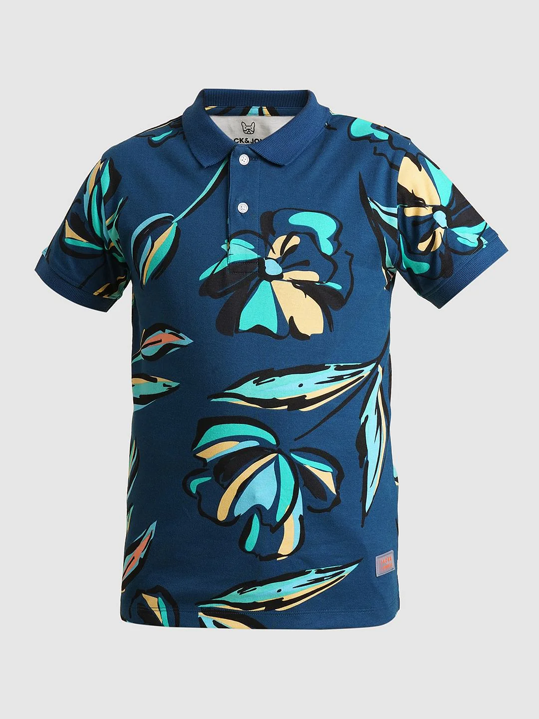 Boys Blue Printed Cotton Polo - Image 7
