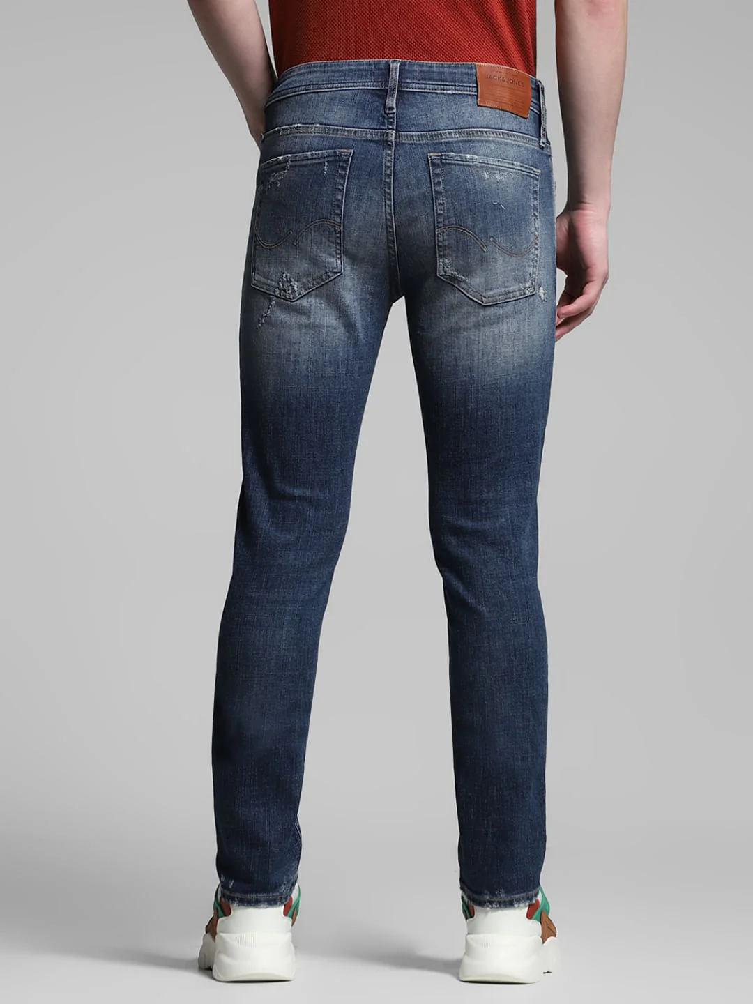Blue Low Rise Distressed Glenn Slim Fit Jeans - Image 3