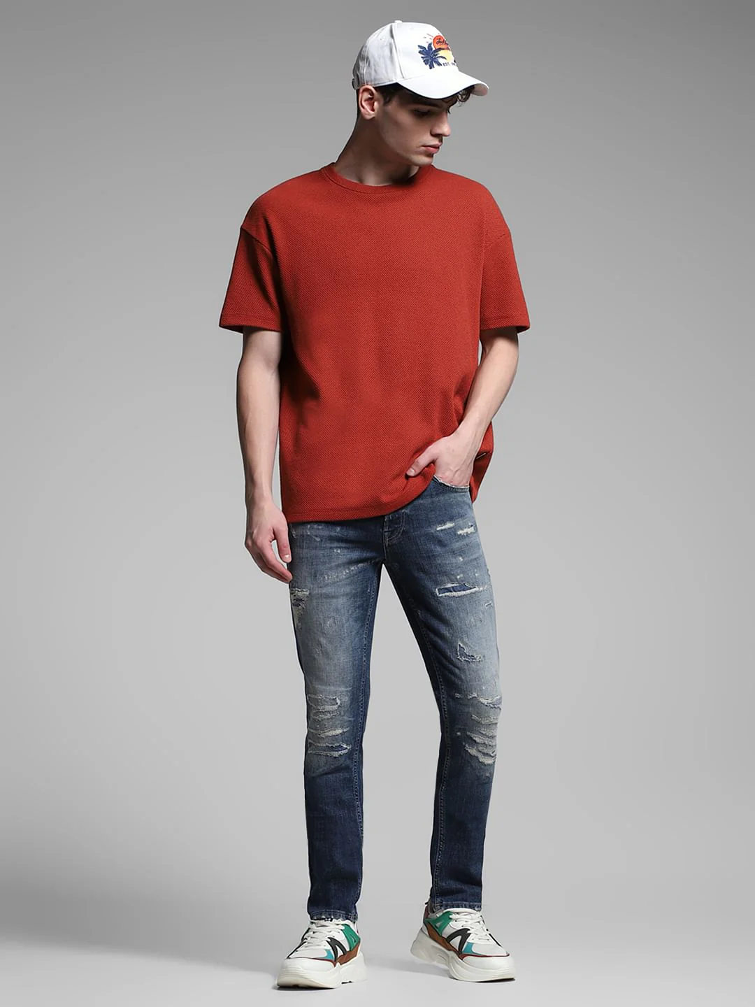 Blue Low Rise Distressed Glenn Slim Fit Jeans - Image 6