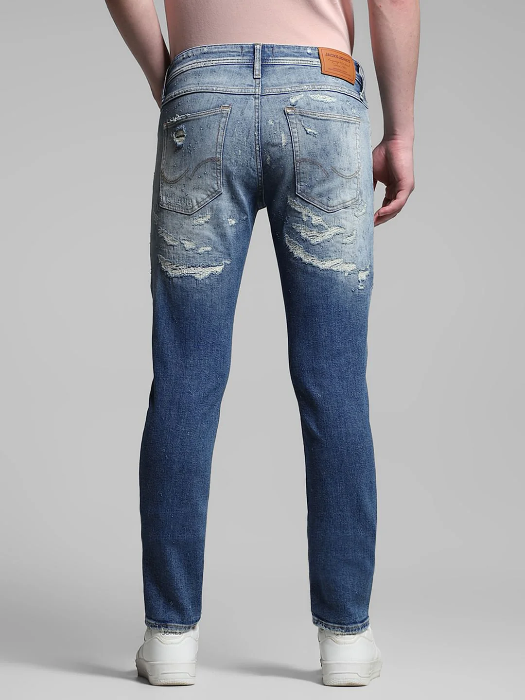 Blue Low Rise Distressed Glenn Slim Fit Jeans - Image 3