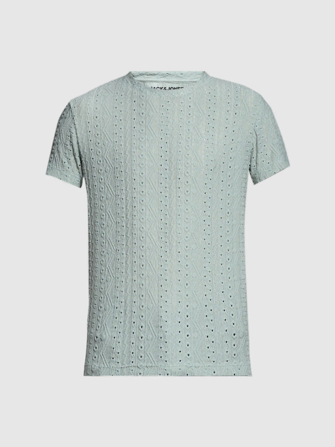 Green Jacquard Crew Neck T-shirt - Image 7