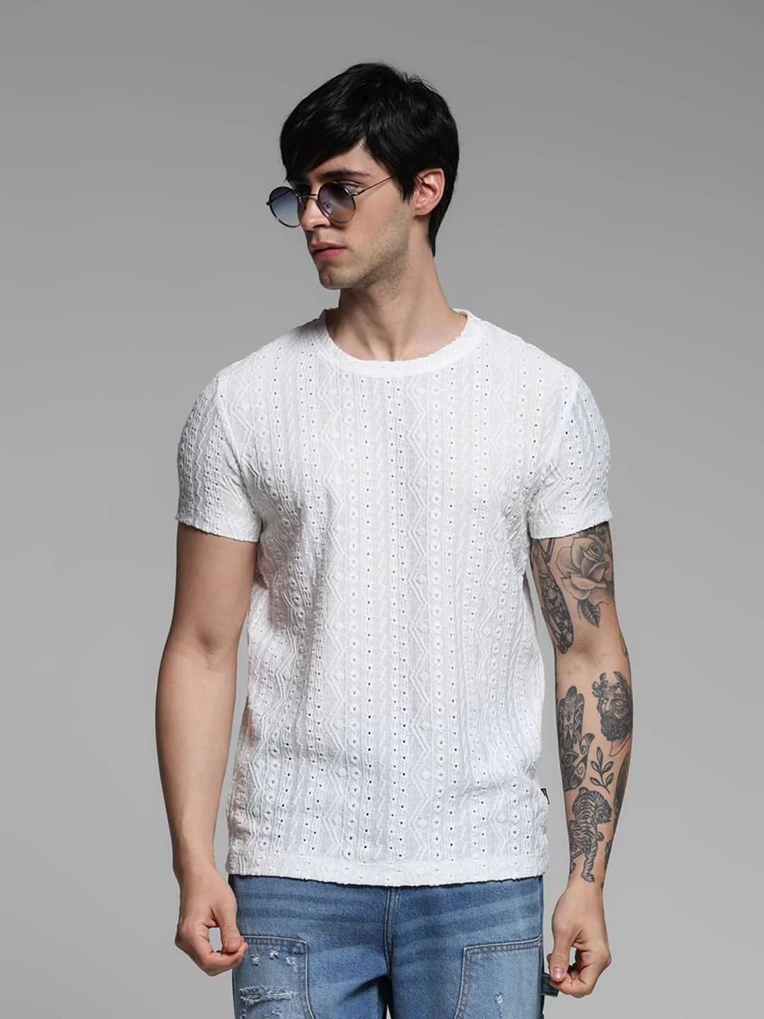 White Jacquard T-shirt