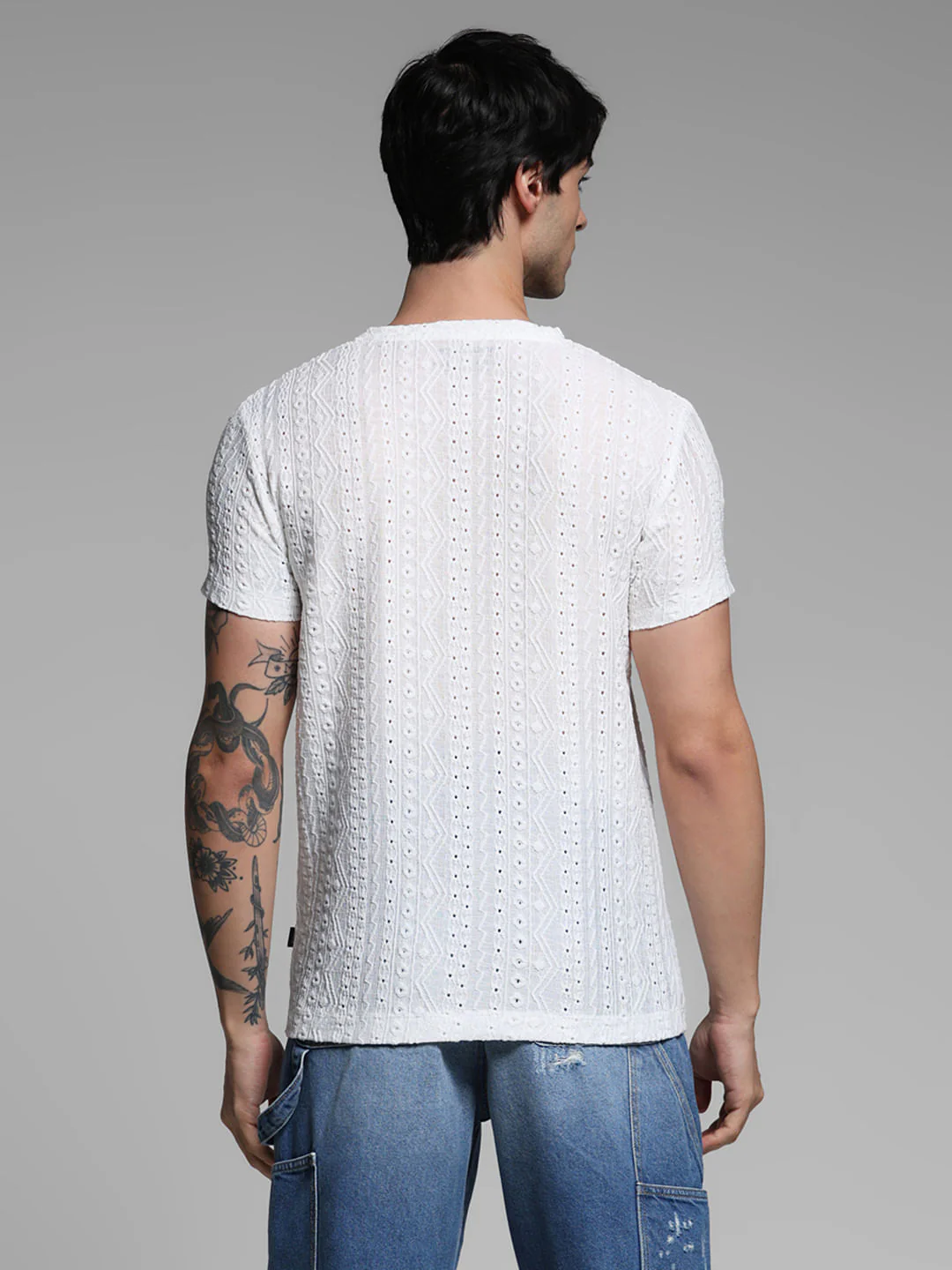 White Jacquard T-shirt - Image 4