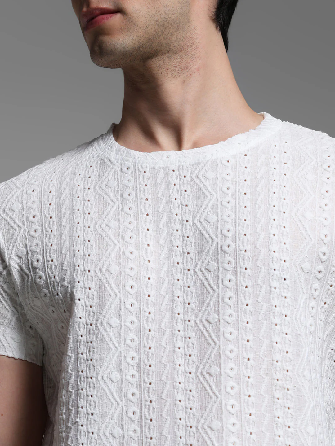 White Jacquard T-shirt - Image 5