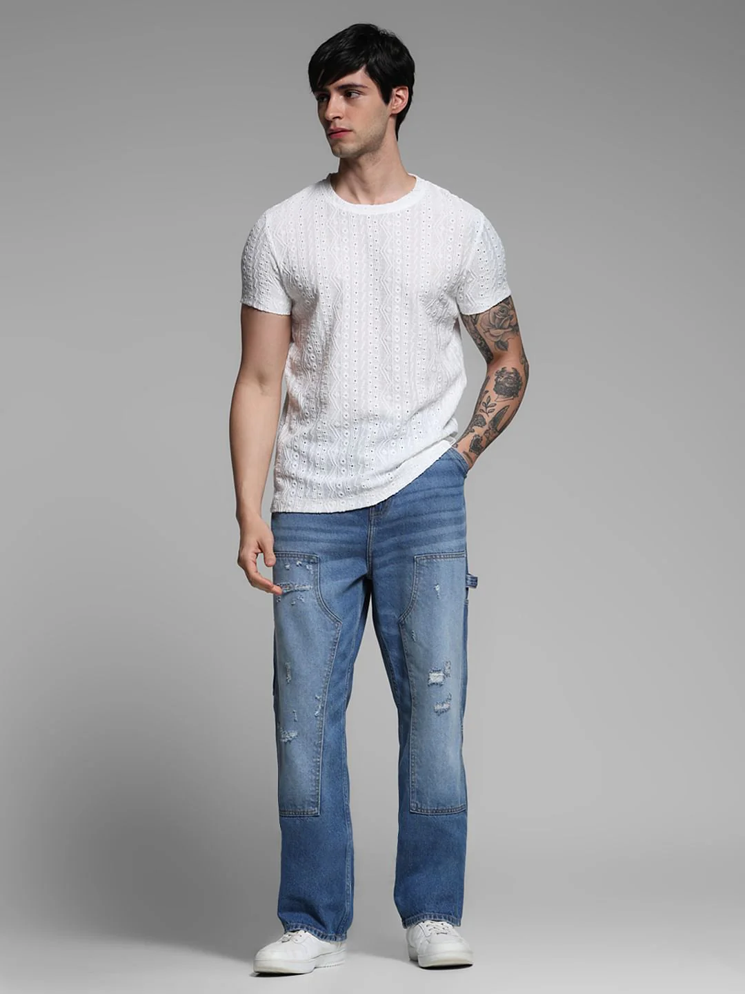 White Jacquard T-shirt - Image 6