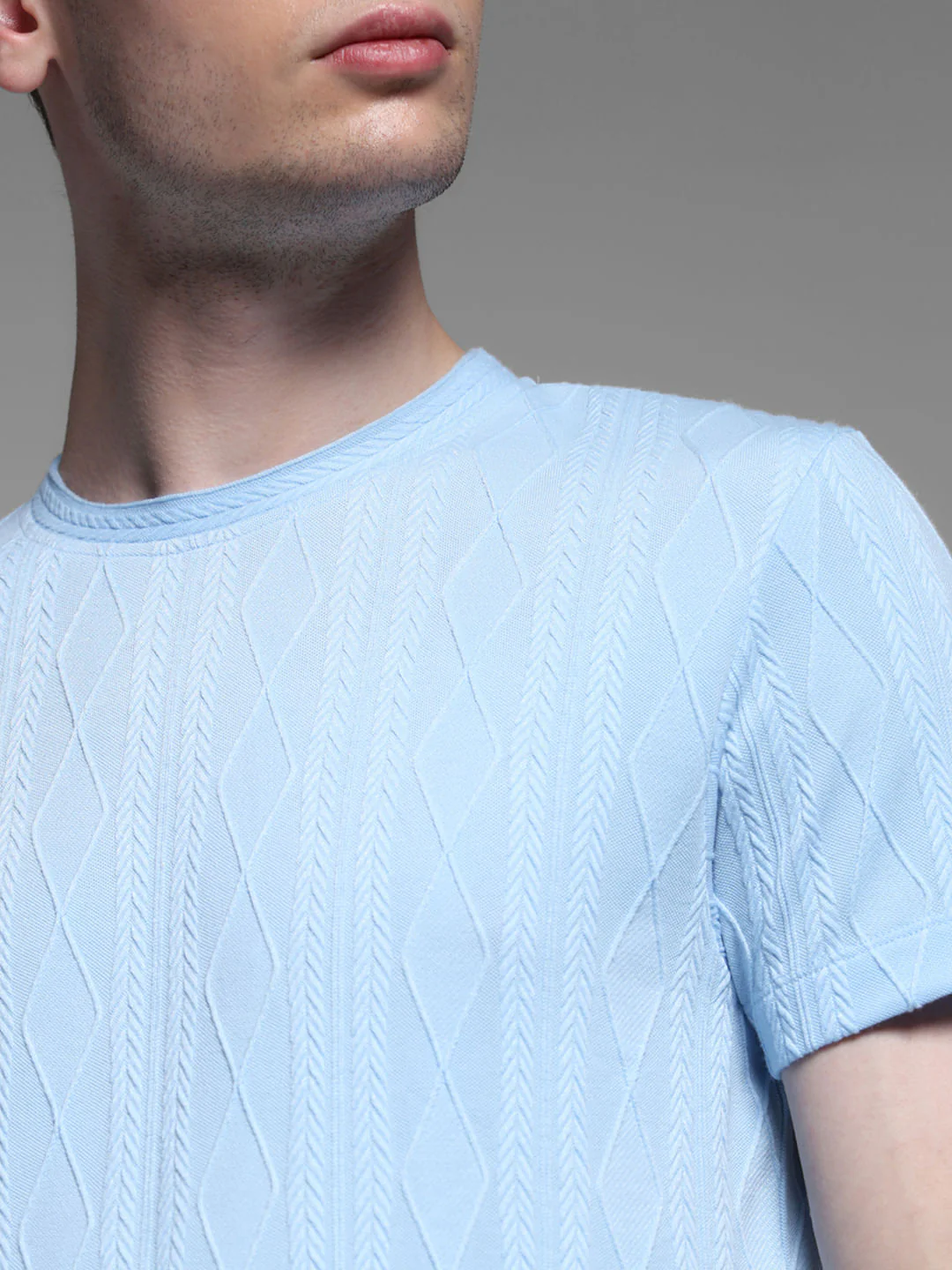 BLUE JACQAURD T-SHIRT - Image 5