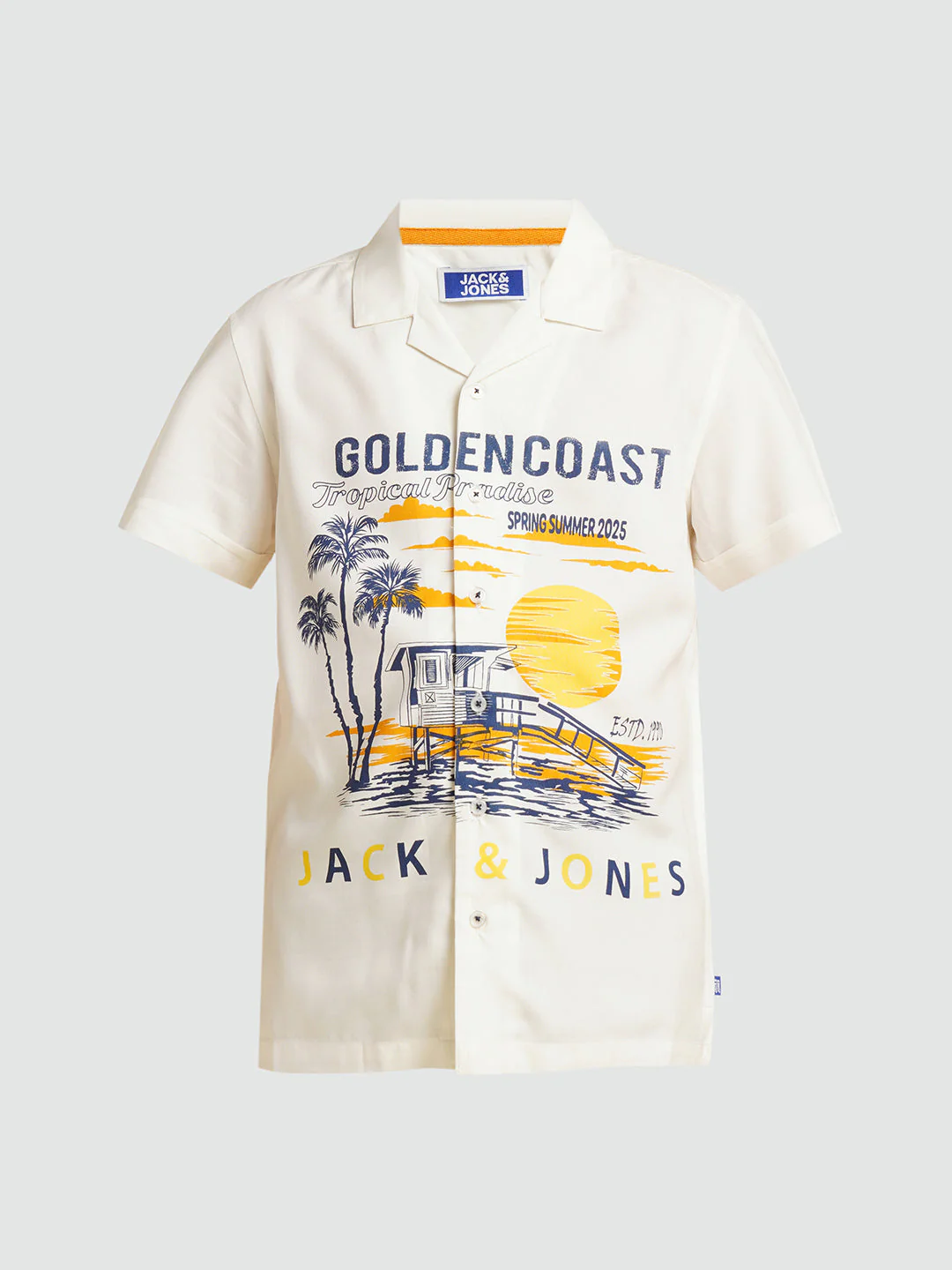 Boys White Printed Viscose Shirt - Image 7