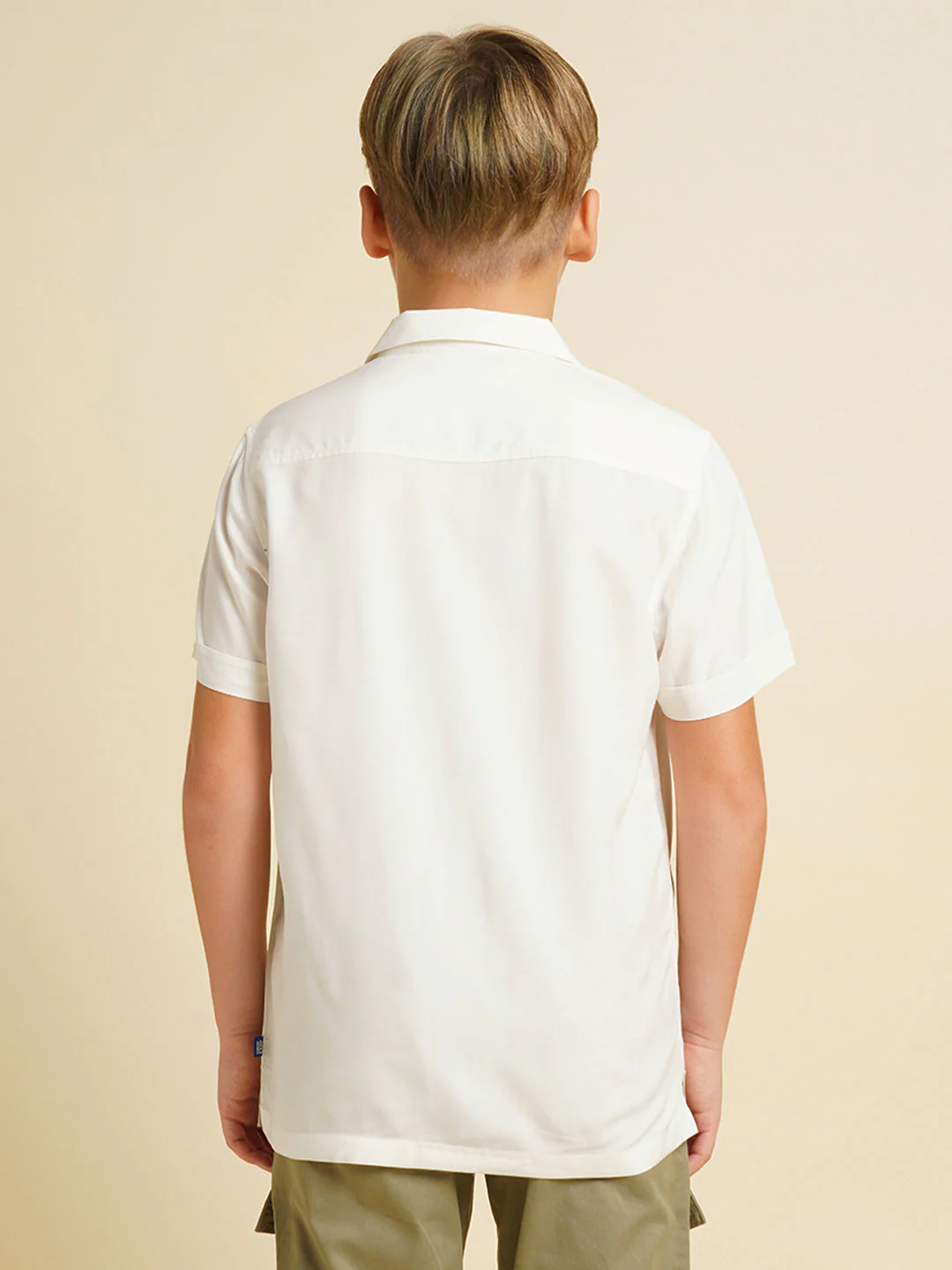 Boys White Printed Viscose Shirt - Image 9