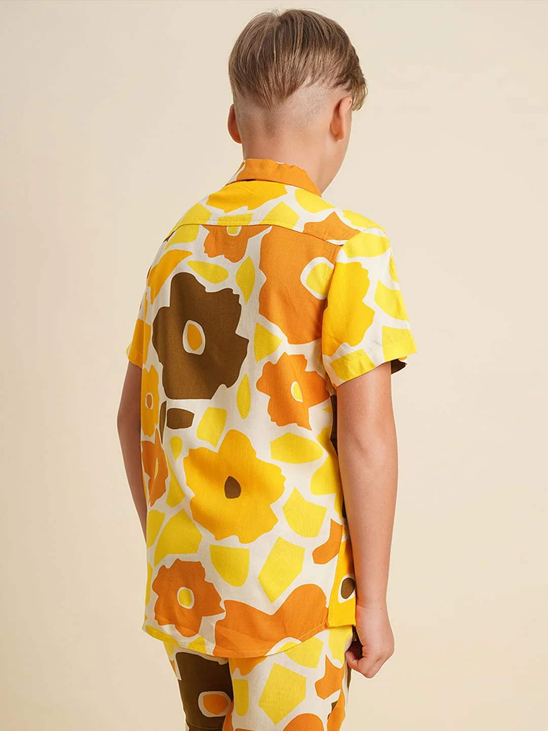 Boys Yellow Floral Co-ord Set Shirt - Image 4