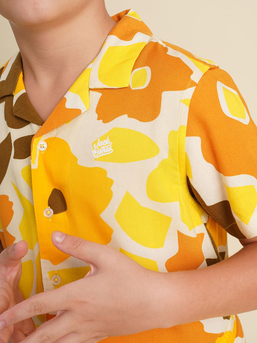 Boys Yellow Floral Co-ord Set Shirt - Image 6
