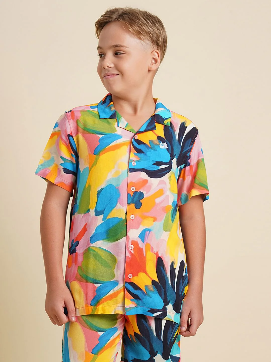 Boys Multi-Colour Printed Viscose Shirt - Image 2